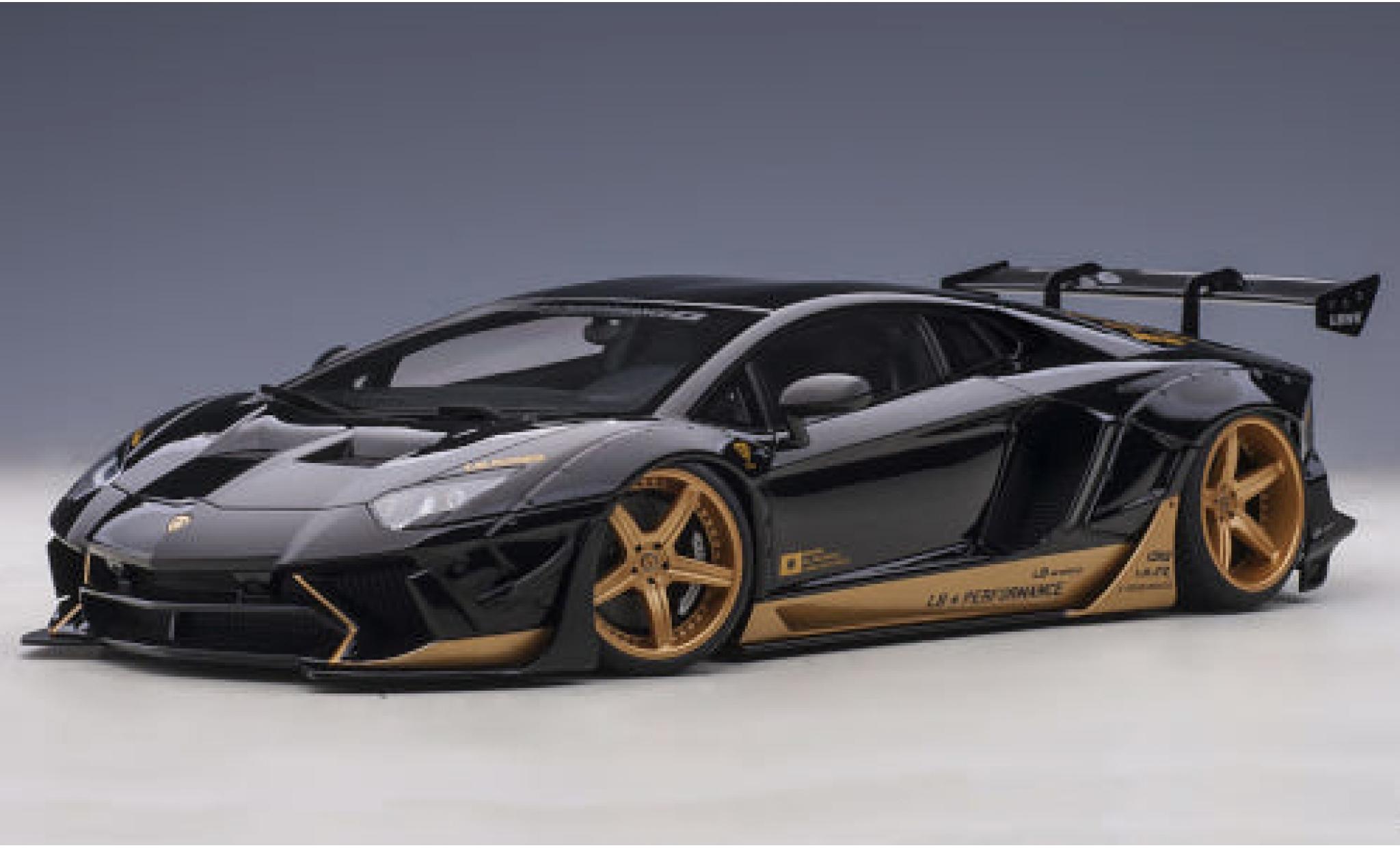 Lamborghini Aventador 1/18 AUTOart LB-Works zwart/gold 2018 Liberty Walk modelauto