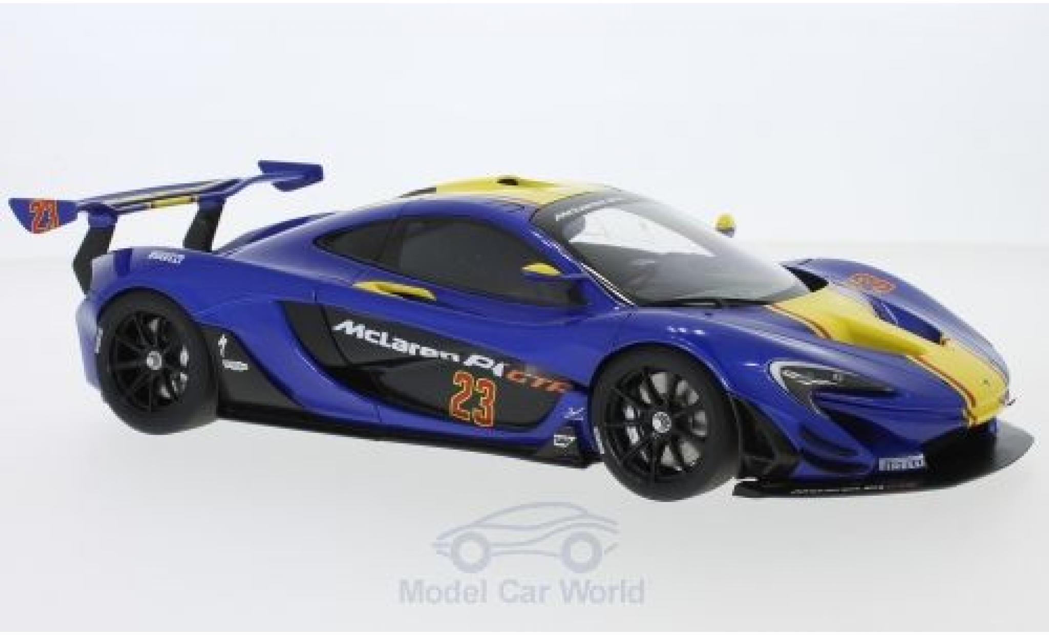 McLaren P1 1/18 AUTOart GTR metallic blauw/geel 2015 modelauto