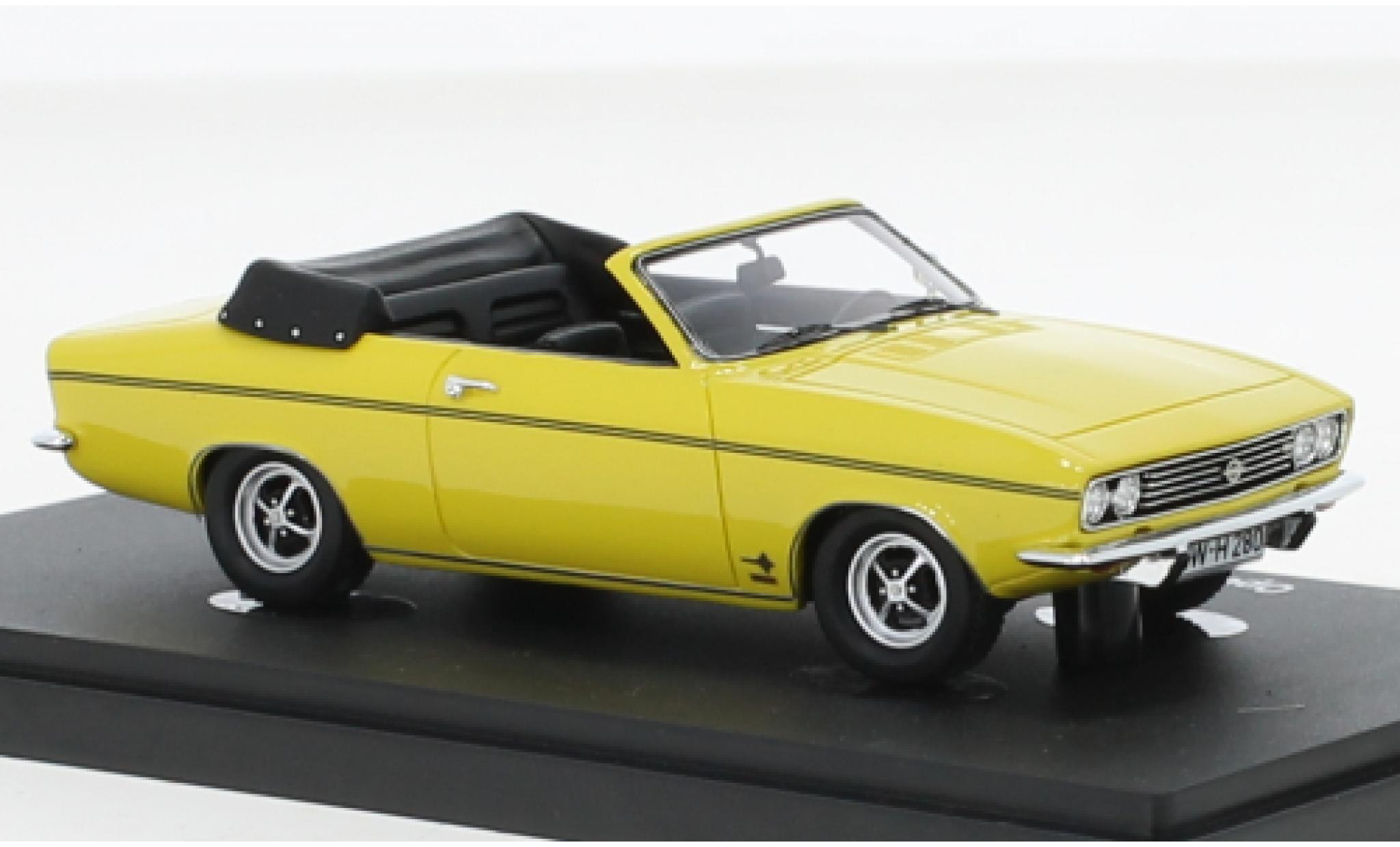 Opel Manta 1/43 AutoCult Autocult/Avenue 43 A cabriolet Karmann geel 1971 modelauto