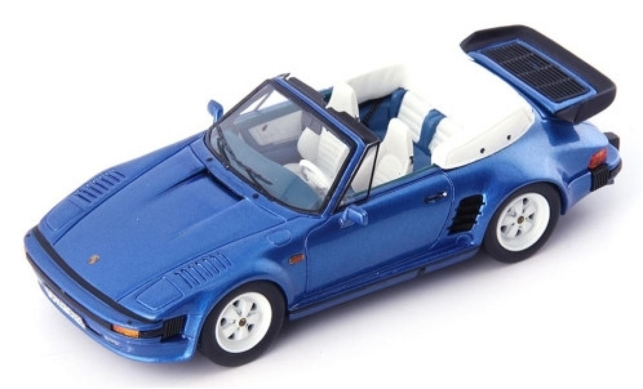 Porsche 930 1/43 AutoCult 911 SE Flatnose Cabriolet metallic blauw 1988 modelauto