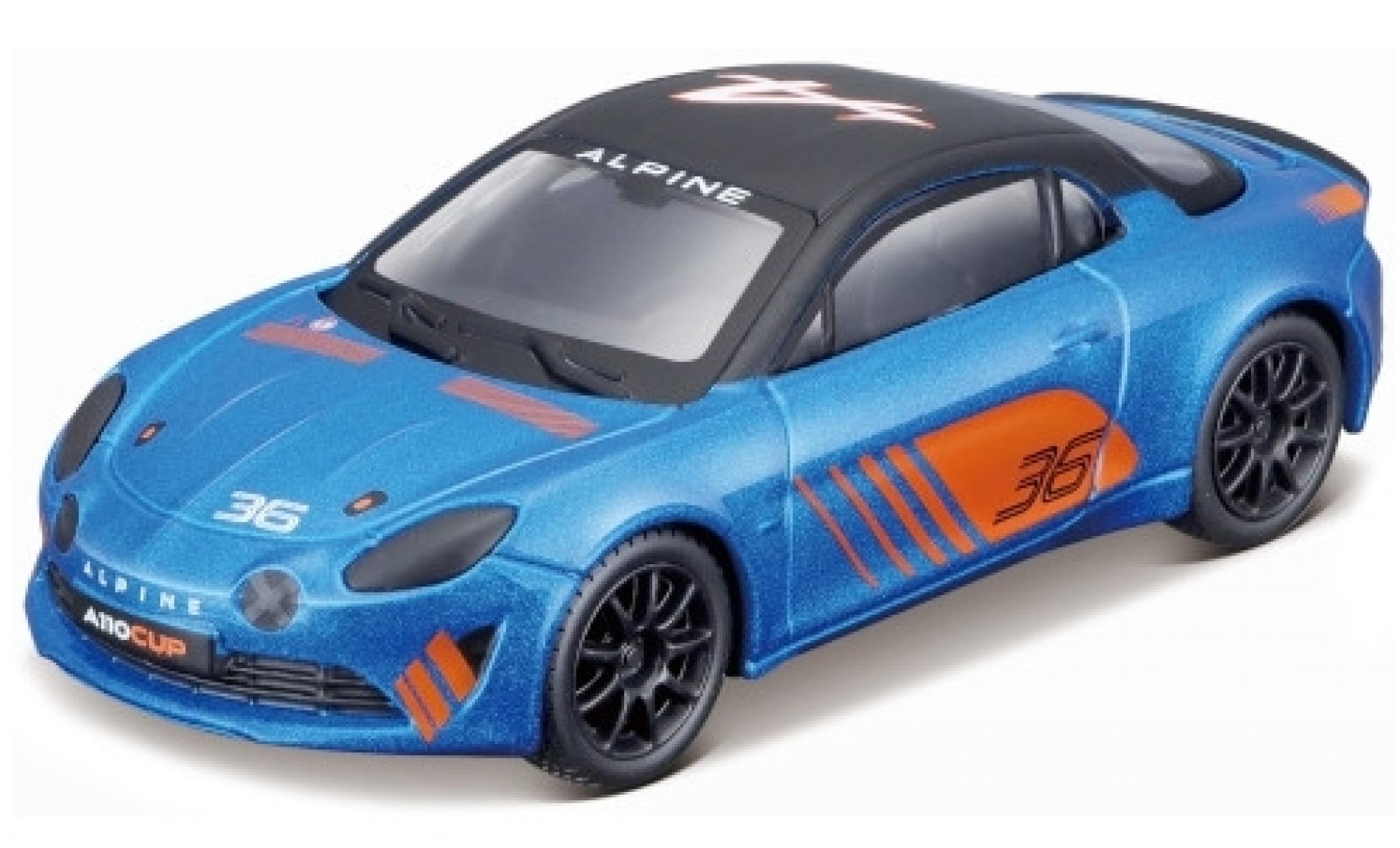 Alpine A110 1/43 Burago Cup metallic blauw/matt-zwart No.36 2019 modelauto