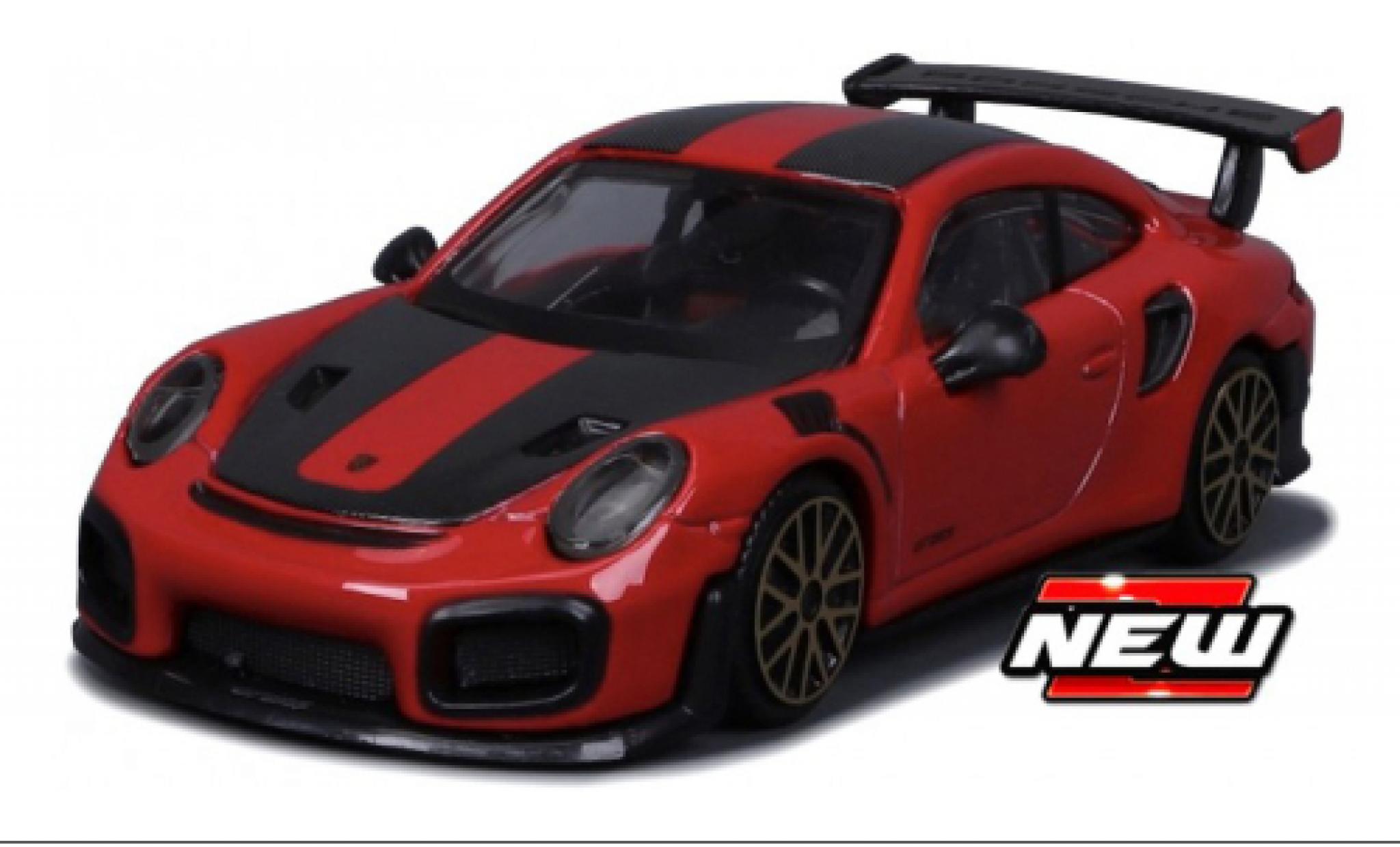 Porsche 911 1/43 Burago GT2 RS rood/zwart modelauto
