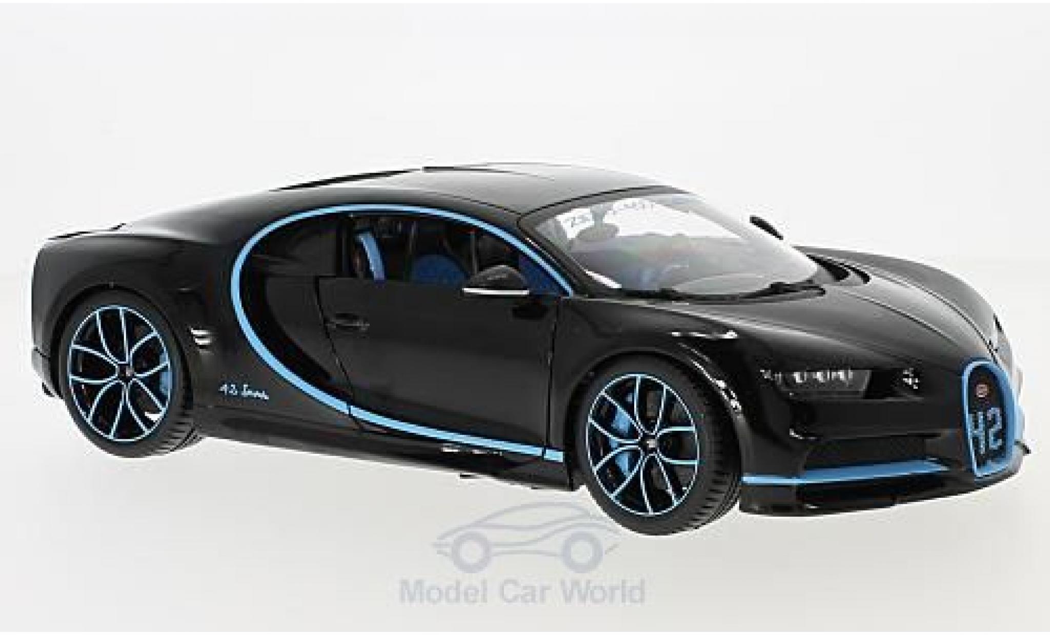 Bugatti Chiron 1/18 Burago zwart Zero-400-Zero modelauto