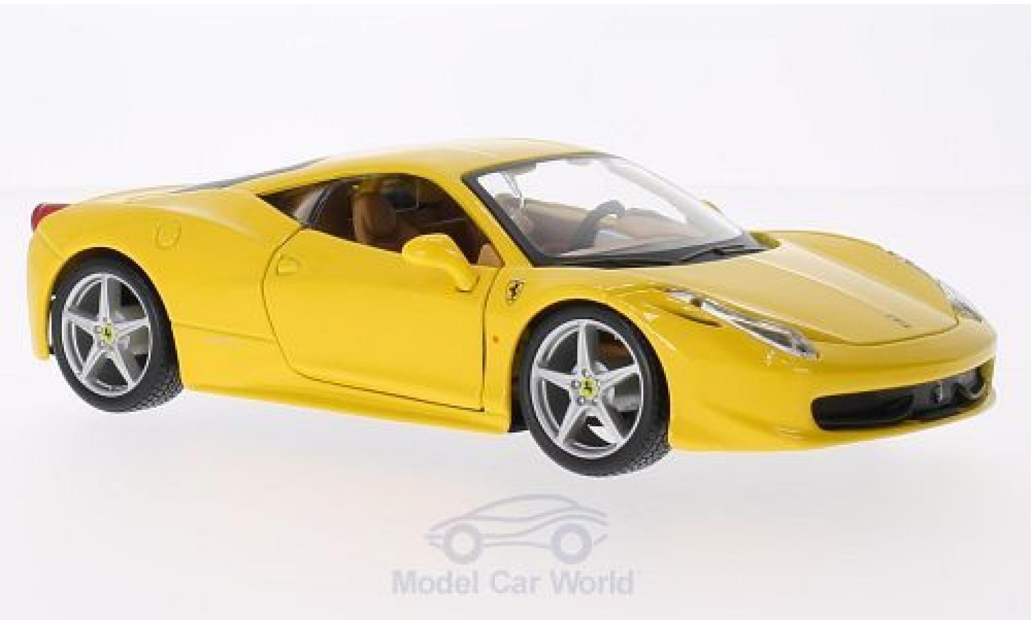 Ferrari 458 1/24 Burago Italia geel modelauto