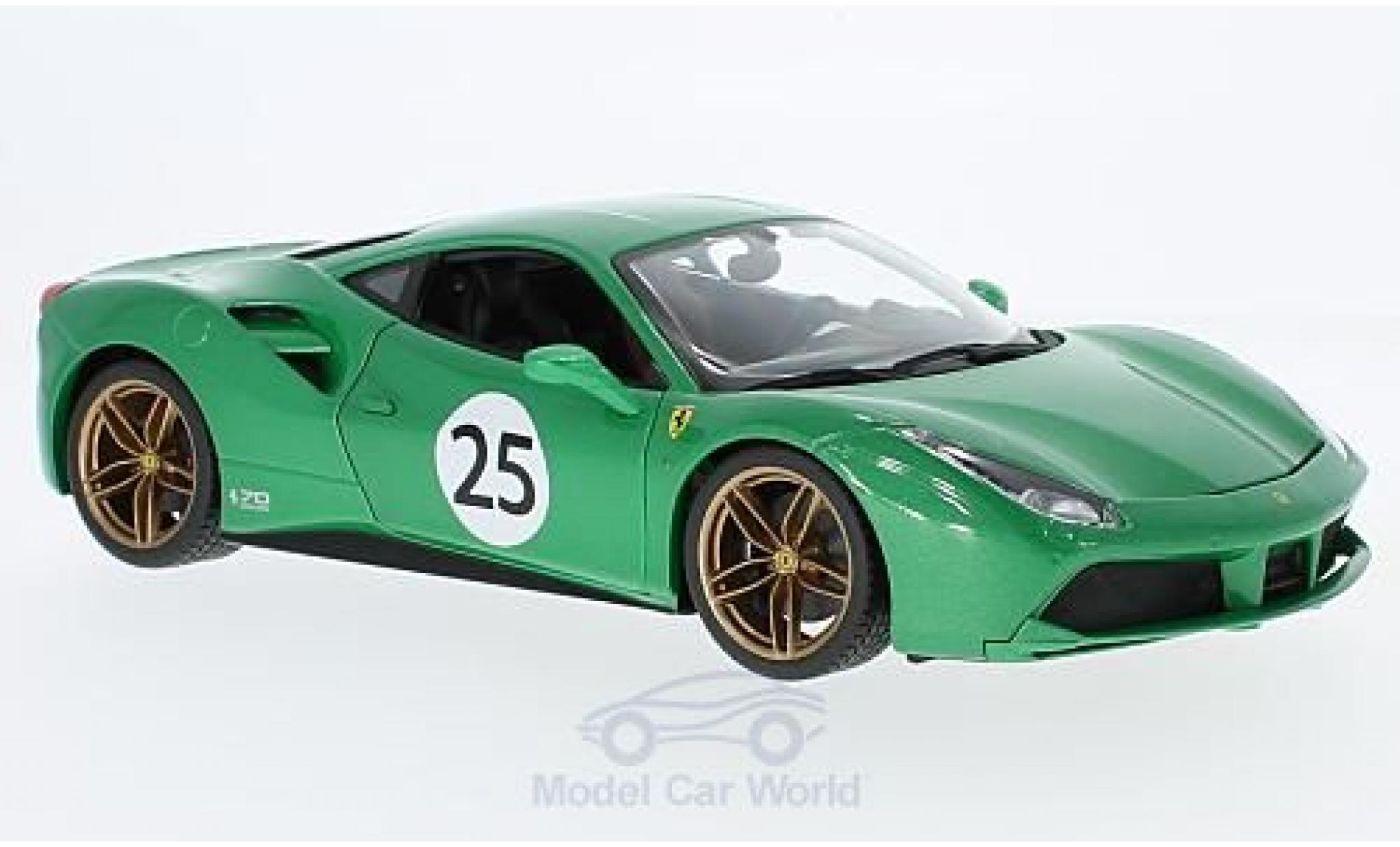 Ferrari 488 1/18 Burago GTB metallic groen The Green Jewel 70 Jahre modelauto
