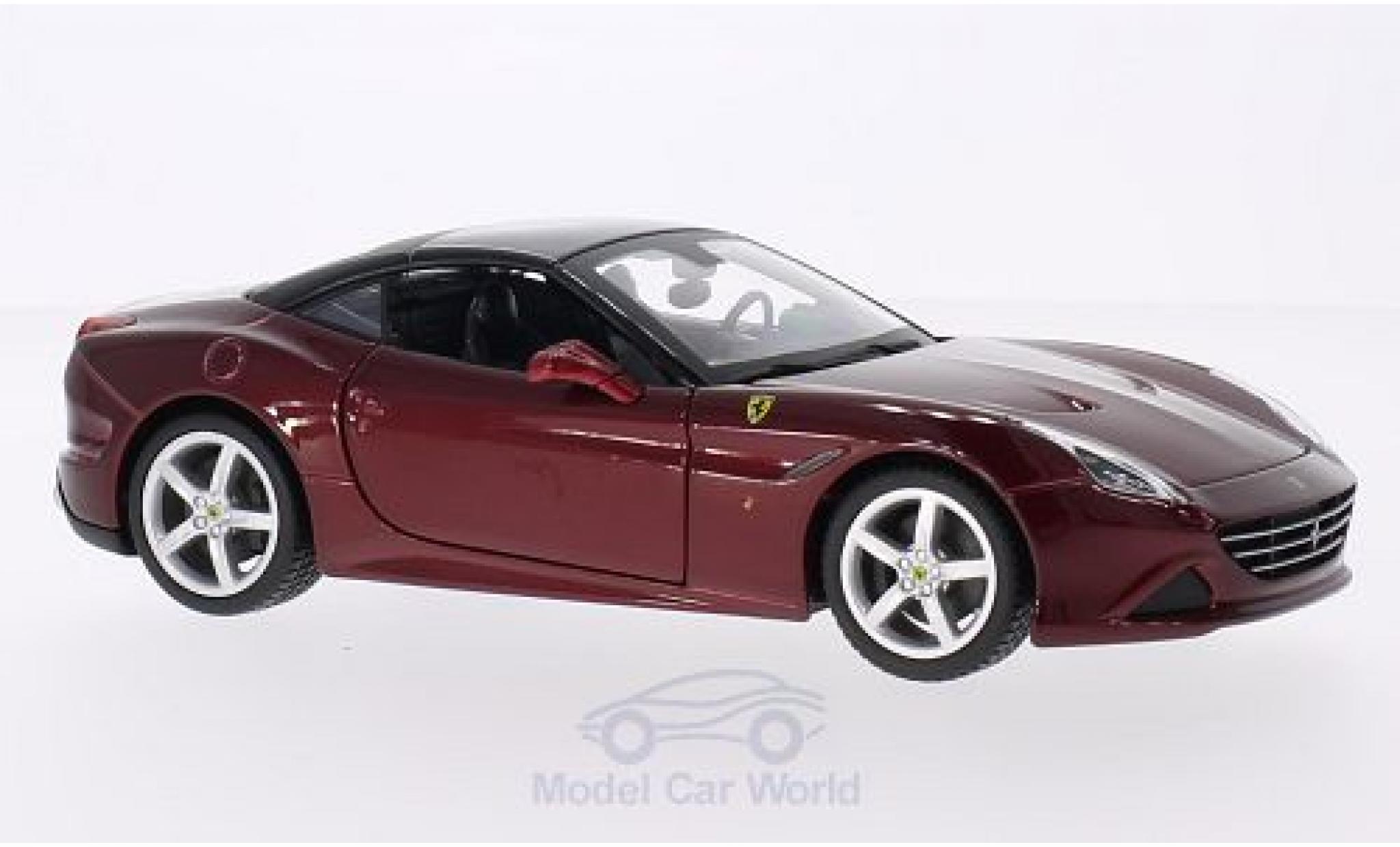 Ferrari California 1/24 Burago T metallic rood/zwart 2014 modelauto