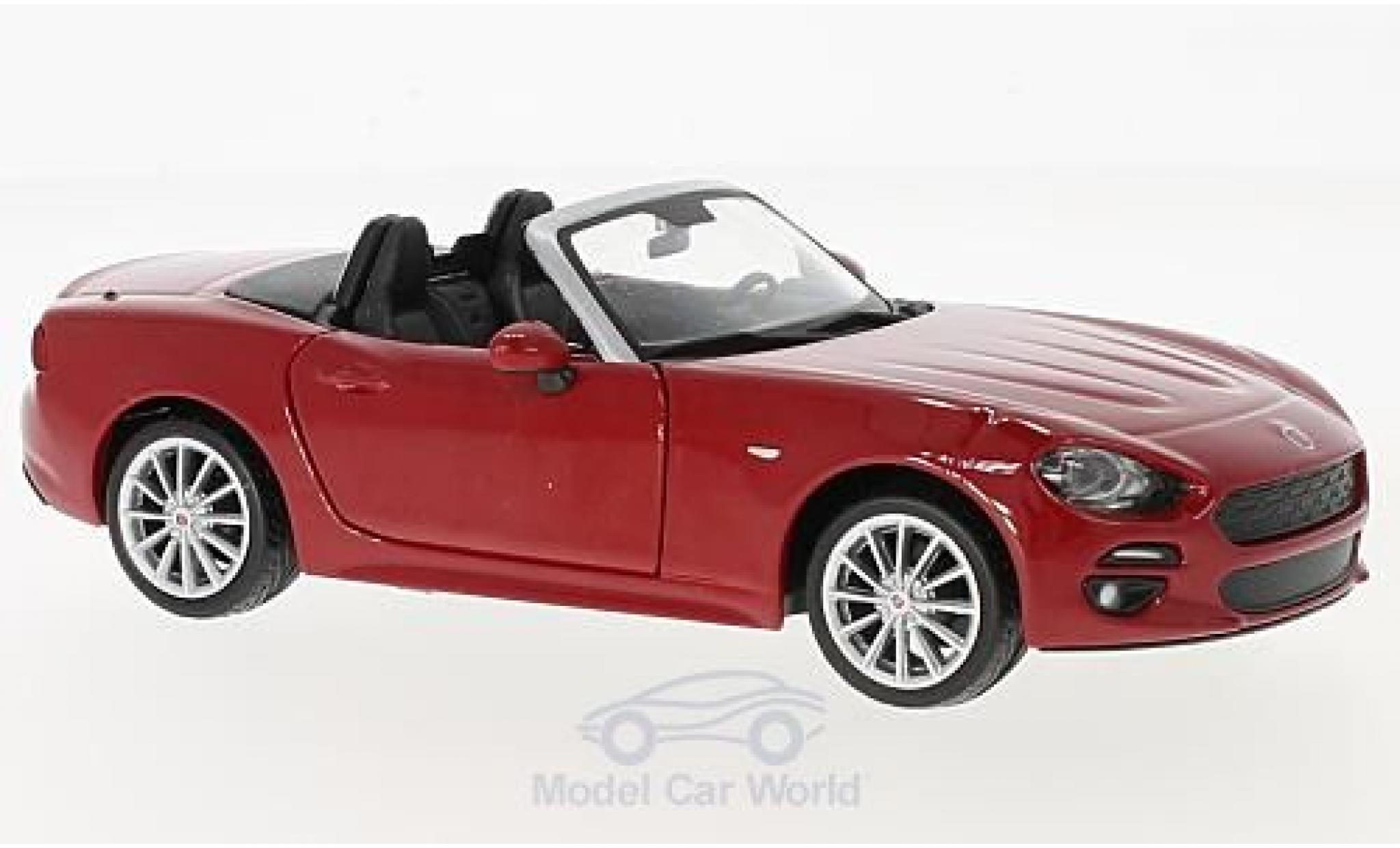 Fiat 124 1/24 Burago Spider rood 2017 ohne Vitrine modelauto
