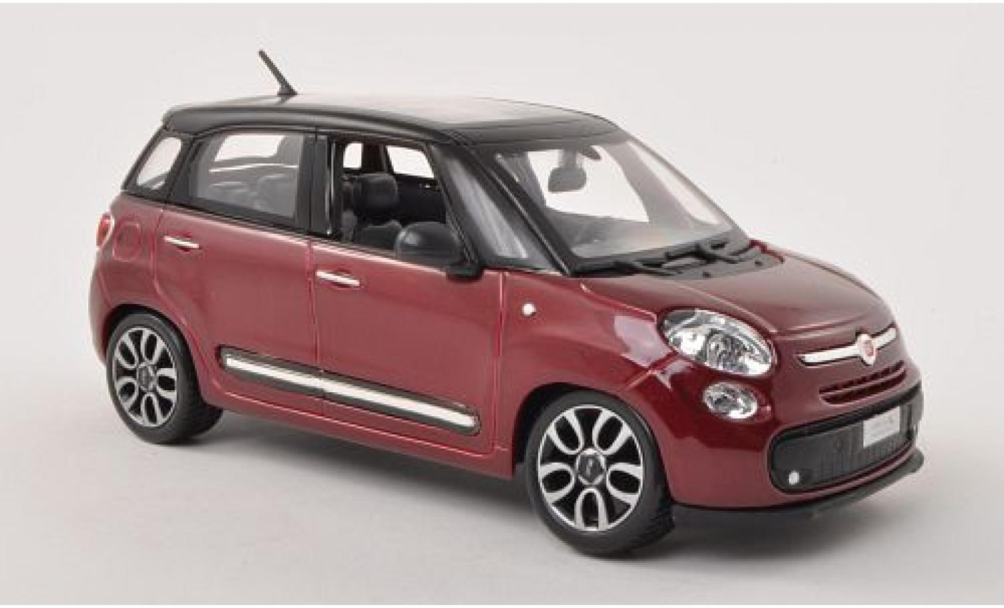 Fiat 500 1/24 Burago L metallic rood/matt-zwart modelauto