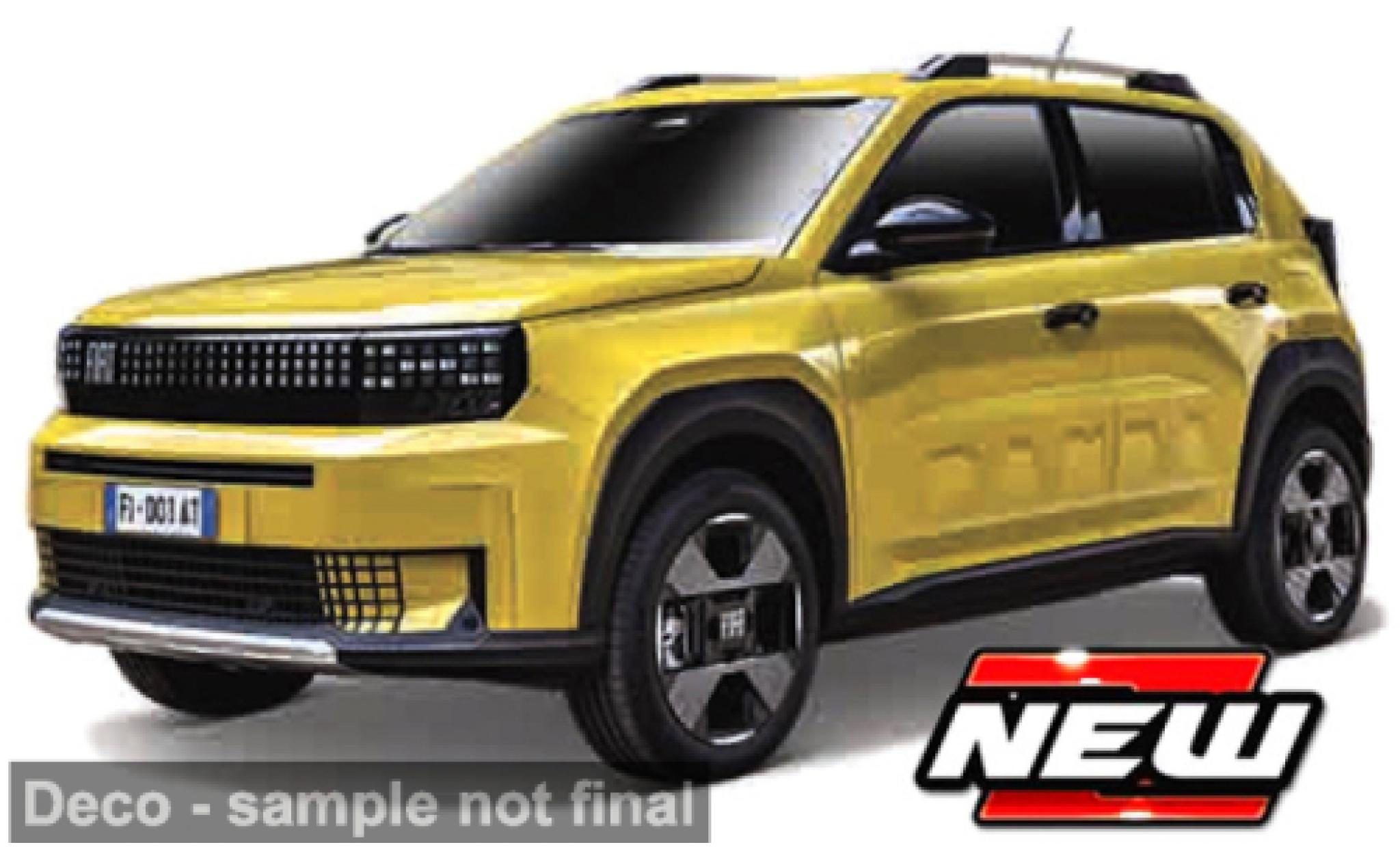Fiat Panda 1/43 Burago Bburago EV geel/zwart 2024 1:43 modelauto