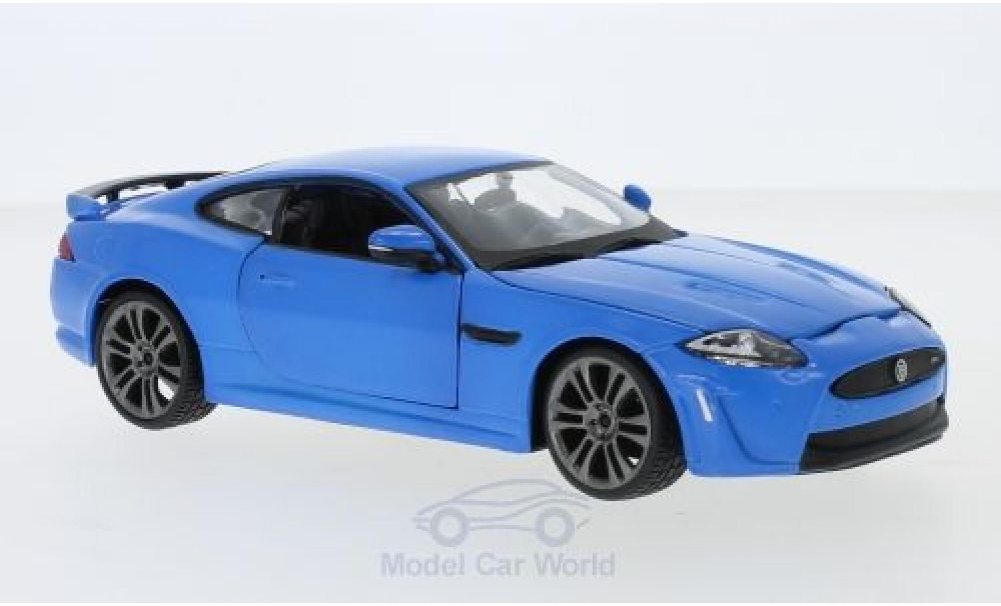 Jaguar XKR 1/24 Burago -S matt-blauw/wit modelauto