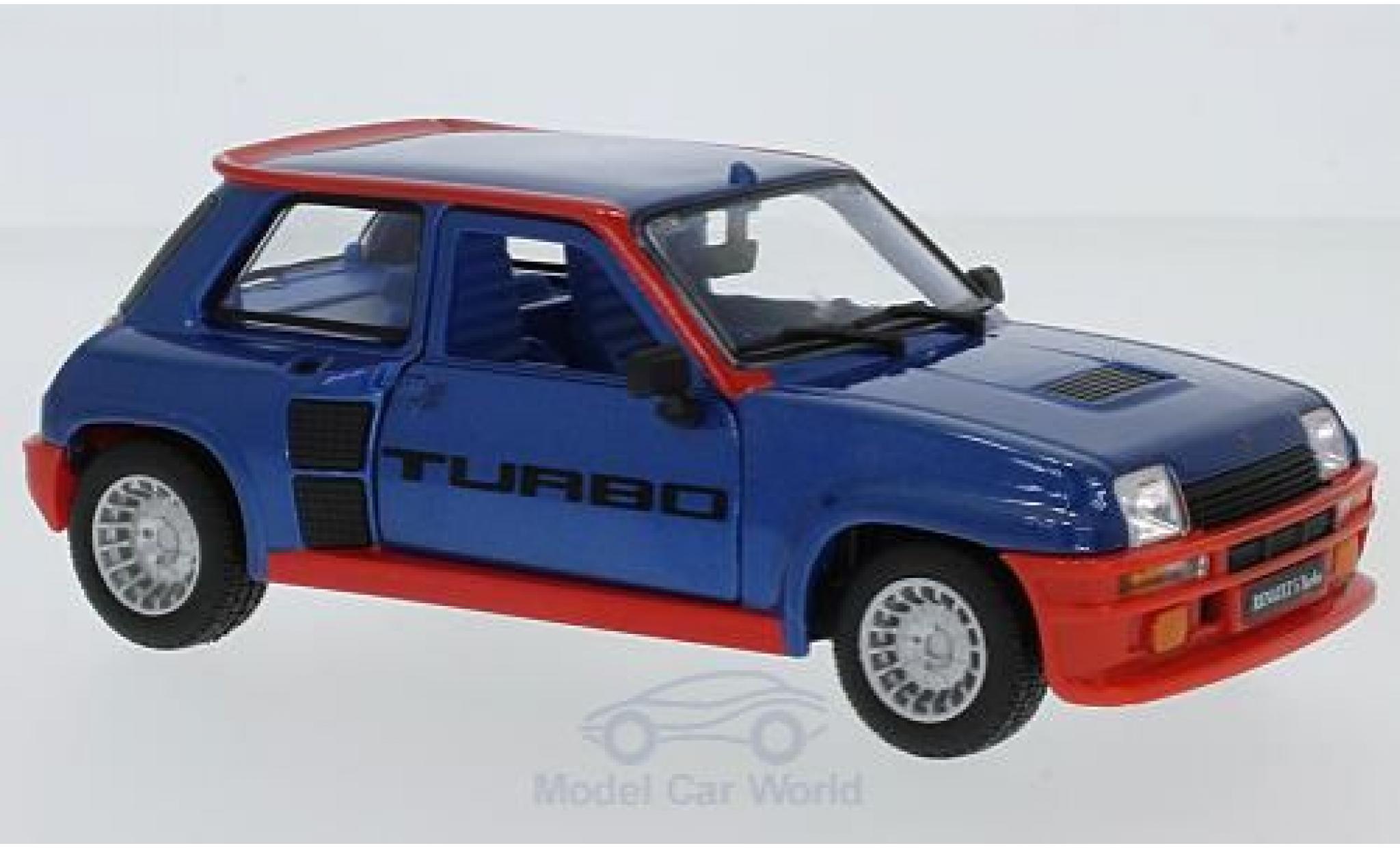 Renault 5 Turbo 1/24 Burago Turbo metallic blauw 1982 modelauto
