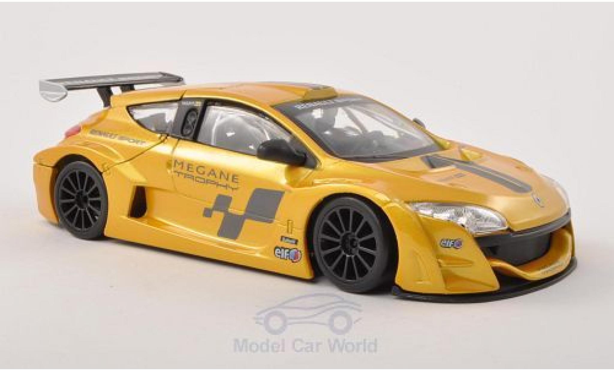 Renault Megane 1/24 Burago Trophy metallic geel/Dekor modelauto
