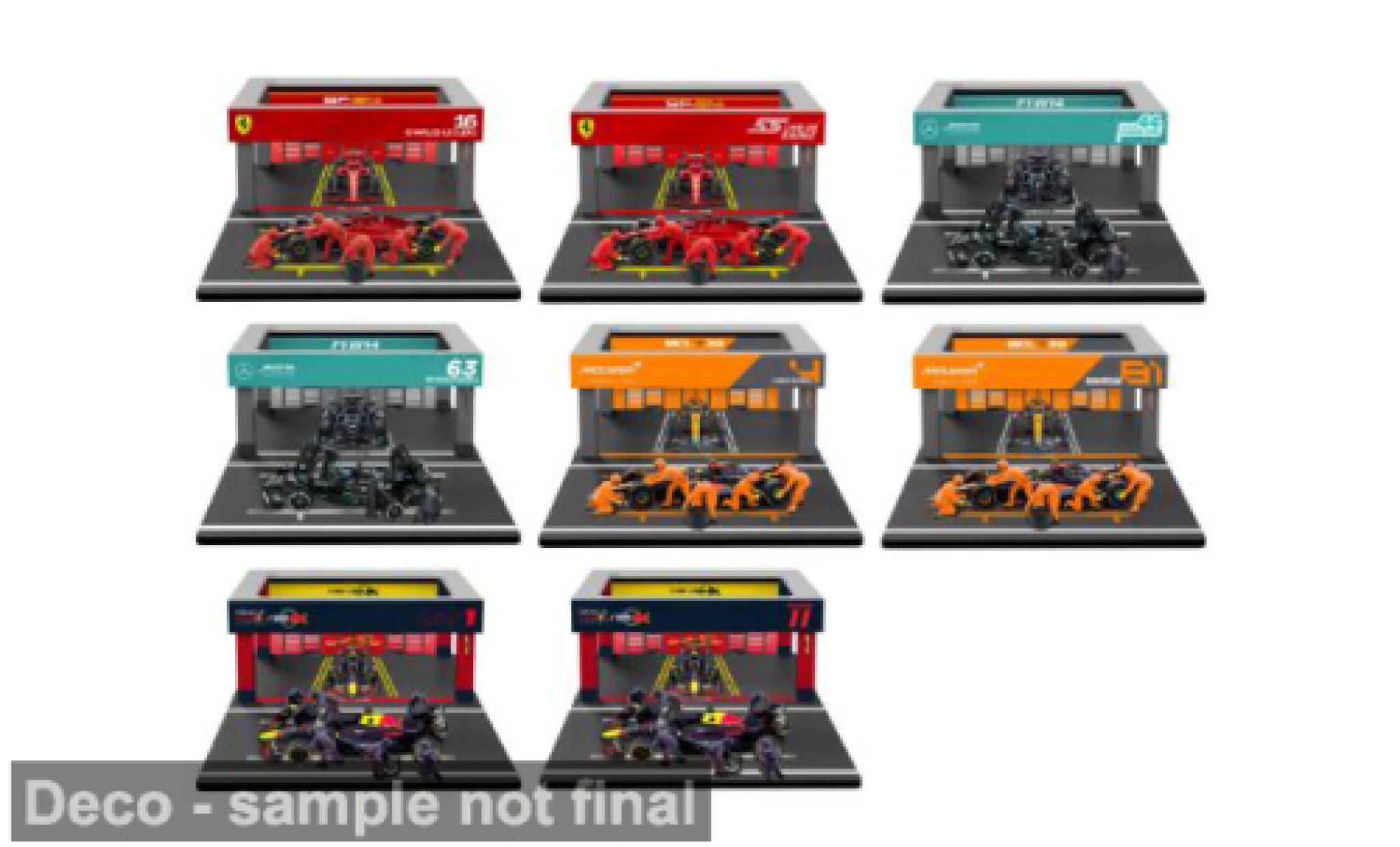 Mercedes CLA 1/43 Burago Bburago Zubeh&ouml;r 8er-Pitbox Set: Ferrari + Red Bull + + McLaren 2024 1:43 modelauto