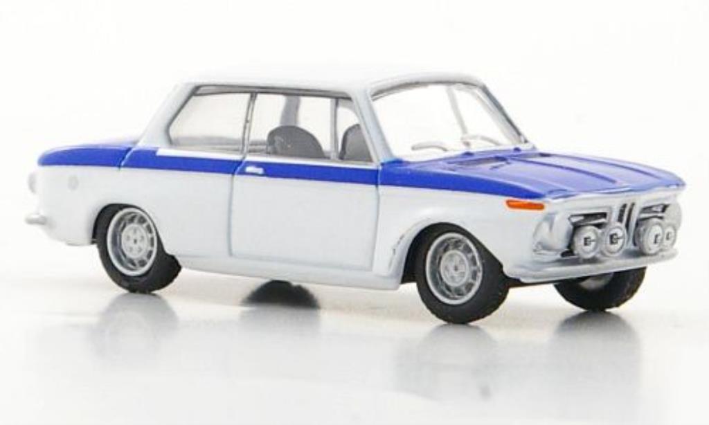 Bmw 2002 1/87 Bub Classic wit/blauw modelauto