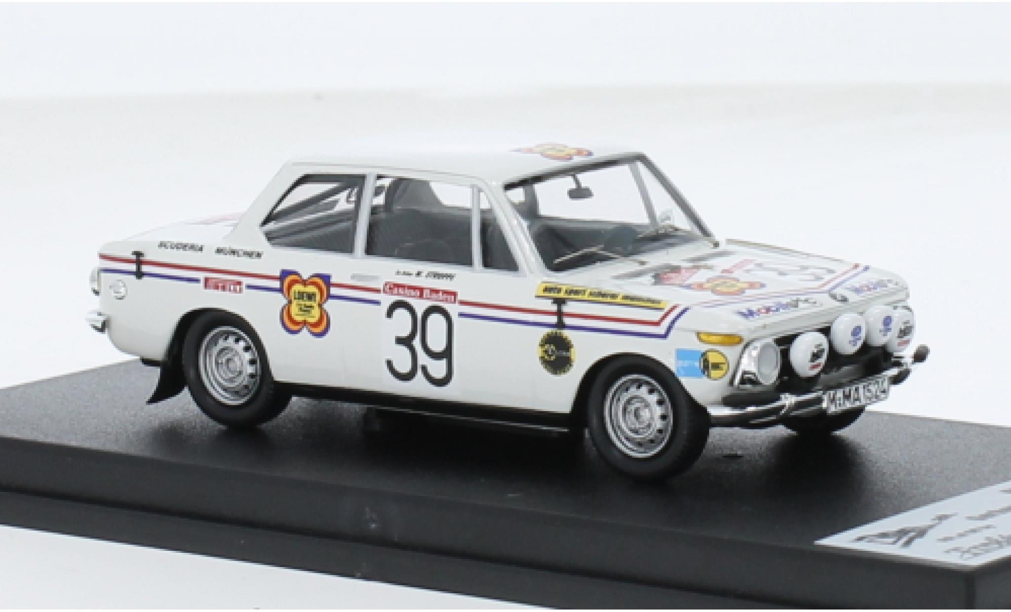 Bmw 2002 1/43 Trofeu Ti Alpenfahrt 1973 #39 G.W.Stroppe/W.Smolej 1:43 modelauto