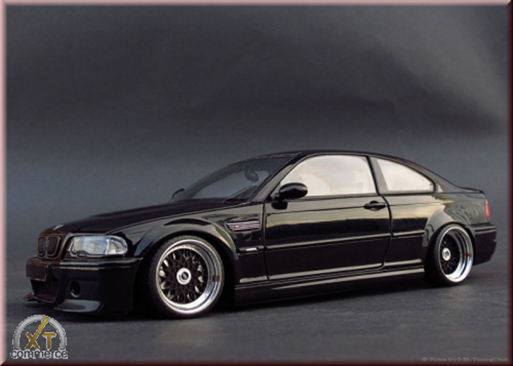 Bmw M3 E46 1/18 Autoart E46 CSL zwart jantes BBS 18 pouces modelauto