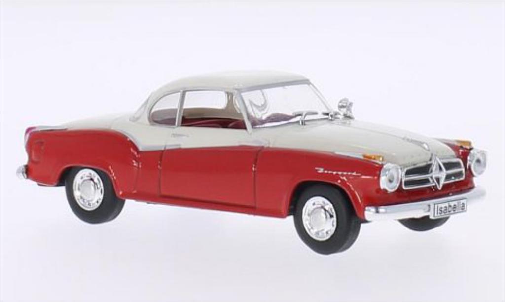 Borgward Isabella 1/43 WhiteBox Coupe rood/matt-wit 1957 modelauto
