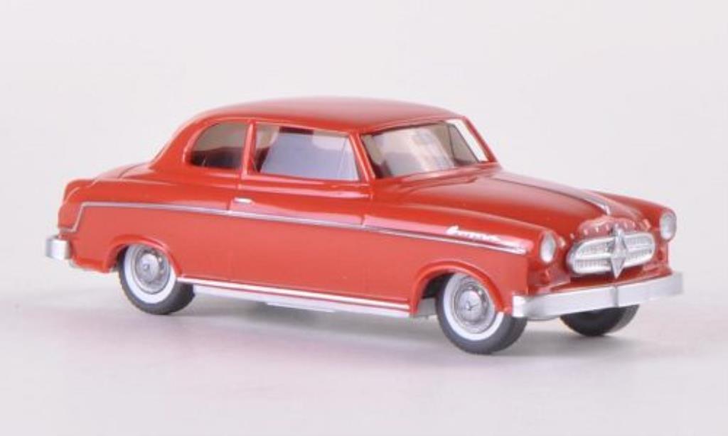 Borgward Isabella 1/87 Wiking Sedan rood-bruin modelauto