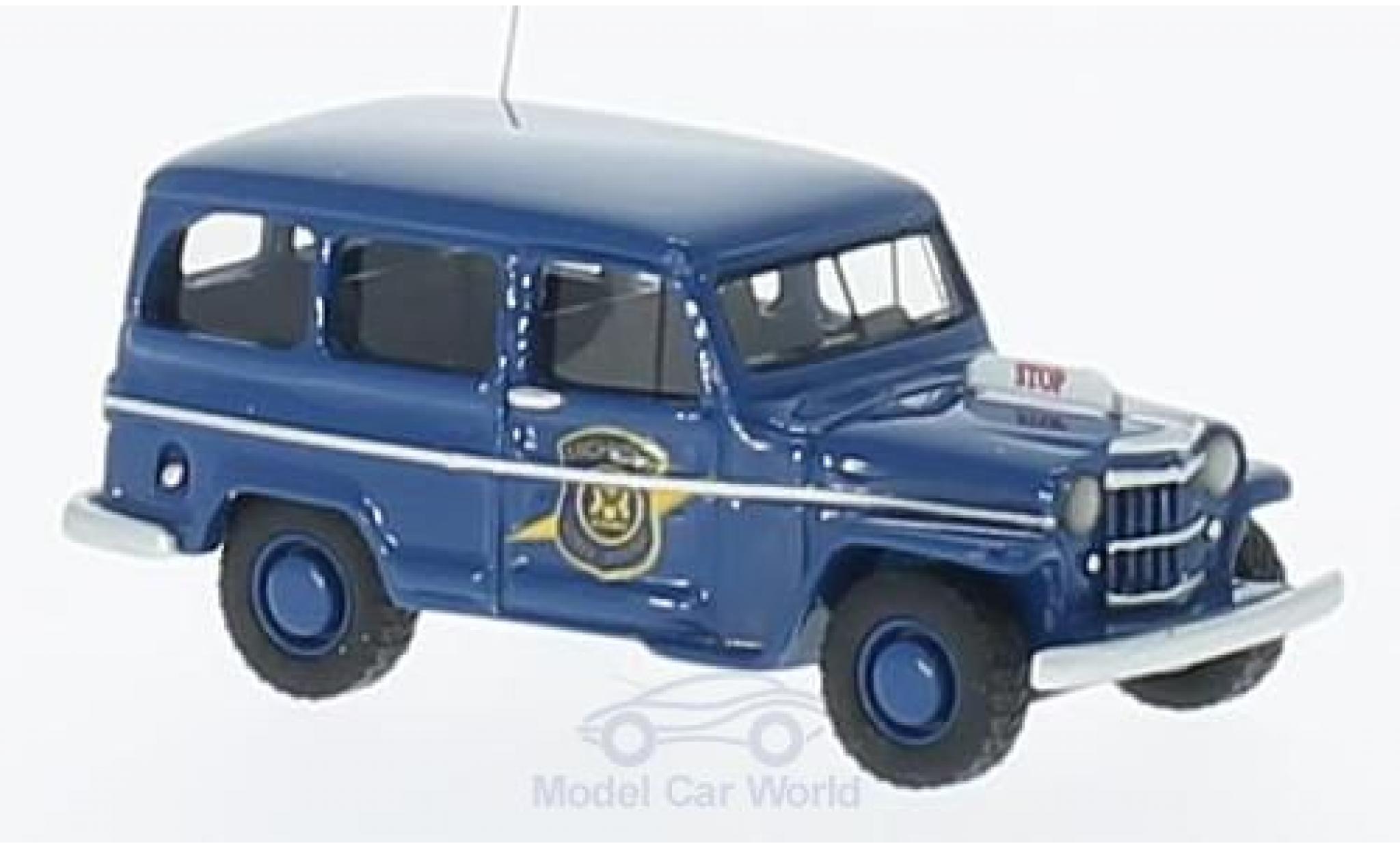 Jeep Willys 1/87 BoS Models Station Wagon blauw Michigan State Politie 1954 modelauto
