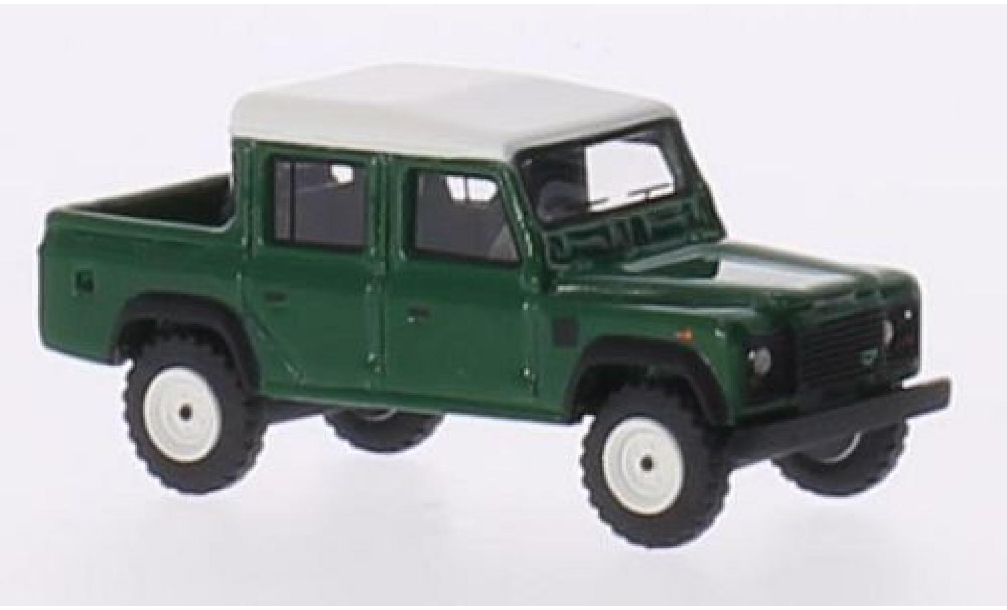 Land Rover Defender 1/87 BoS Models 110 Double Cab Pickup groen/matt-wit RHD 1990 modelauto