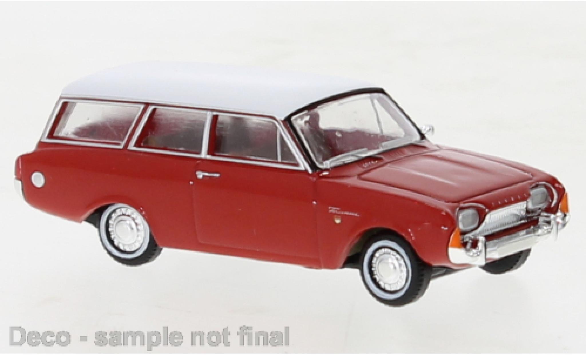 Ford Taunus 1/87 Brekina P3 Turnier rood/wit 1964 modelauto