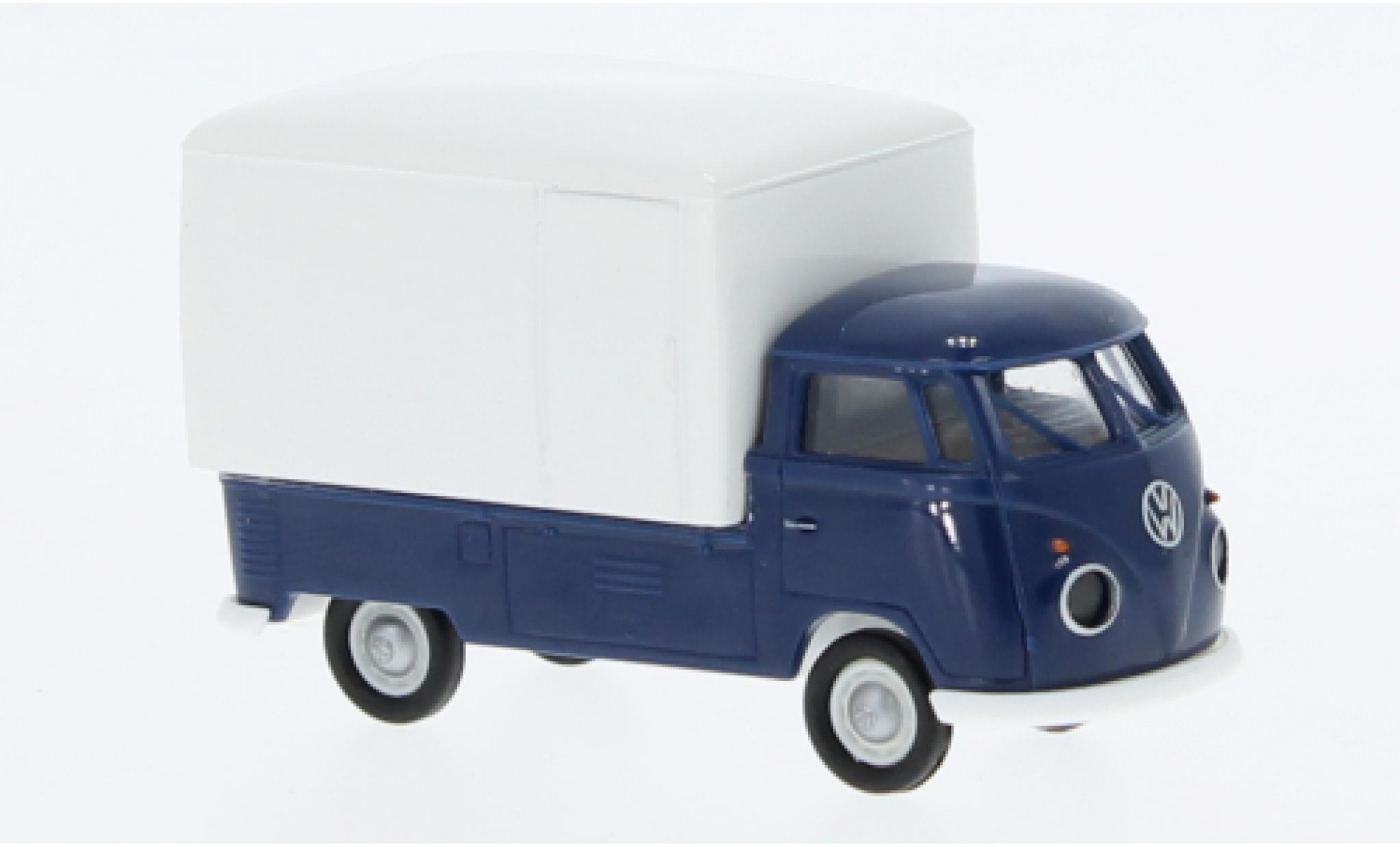 Volkswagen T1 1/87 Brekina b Gro&szlig;raum-wagon conteneur blauw fonc&eacute;/wit 1960 modelauto