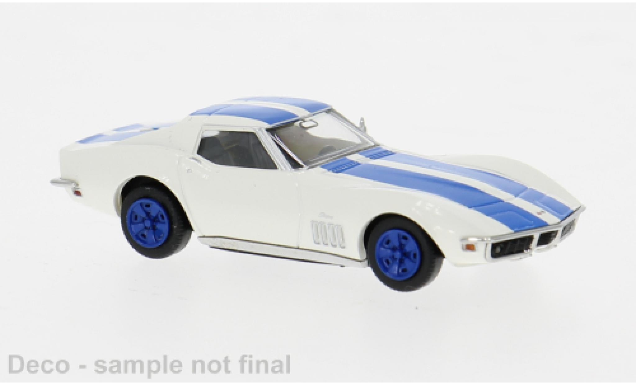 Chevrolet Corvette 1/87 Brekina C3 wit/blauw 1967 1:87 modelauto