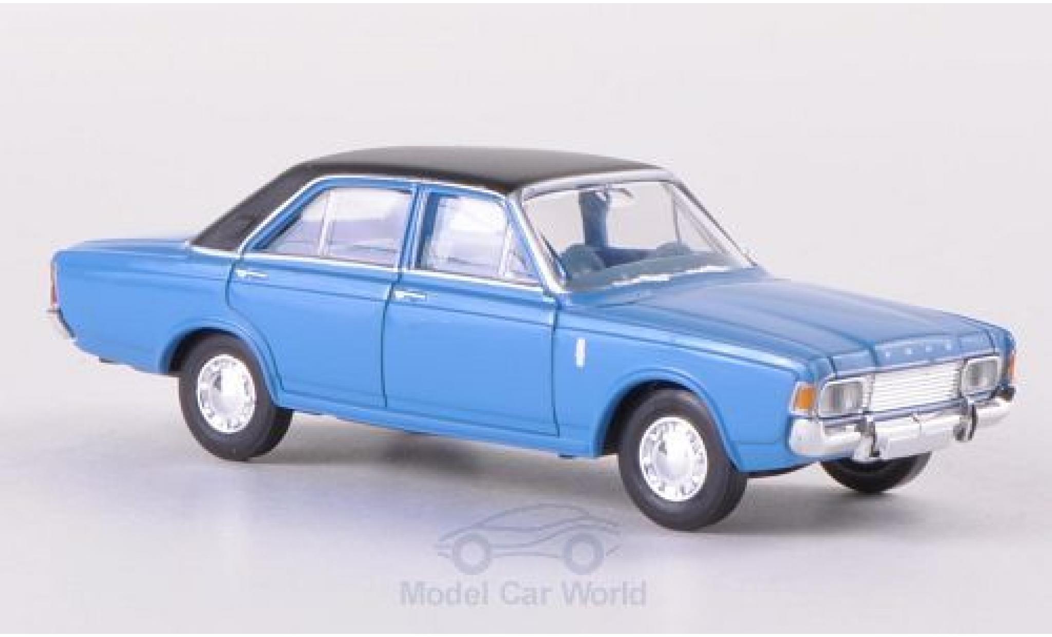 Ford 20M 1/87 Brekina 20m (P7b) blauw/matt-zwart modelauto