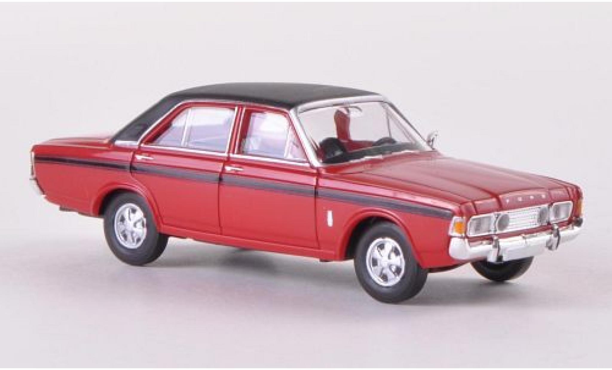 Ford 20M 1/87 Brekina 20m RS (P7b) rood/matt-zwart modelauto