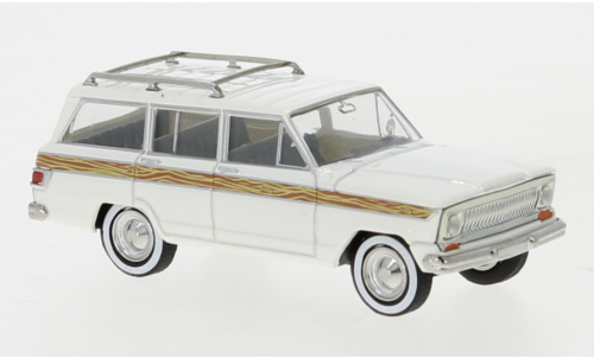 Jeep Wagoneer 1/87 Brekina B wit 1968 Wooden Stripe modelauto