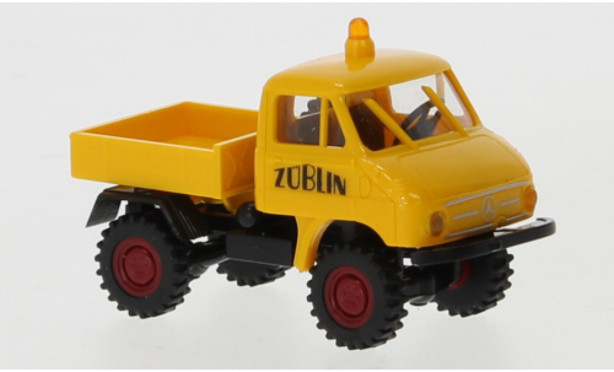 Mercedes Unimog 1/87 Brekina 411 Pritsche Z&uuml;blin 1960 modelauto