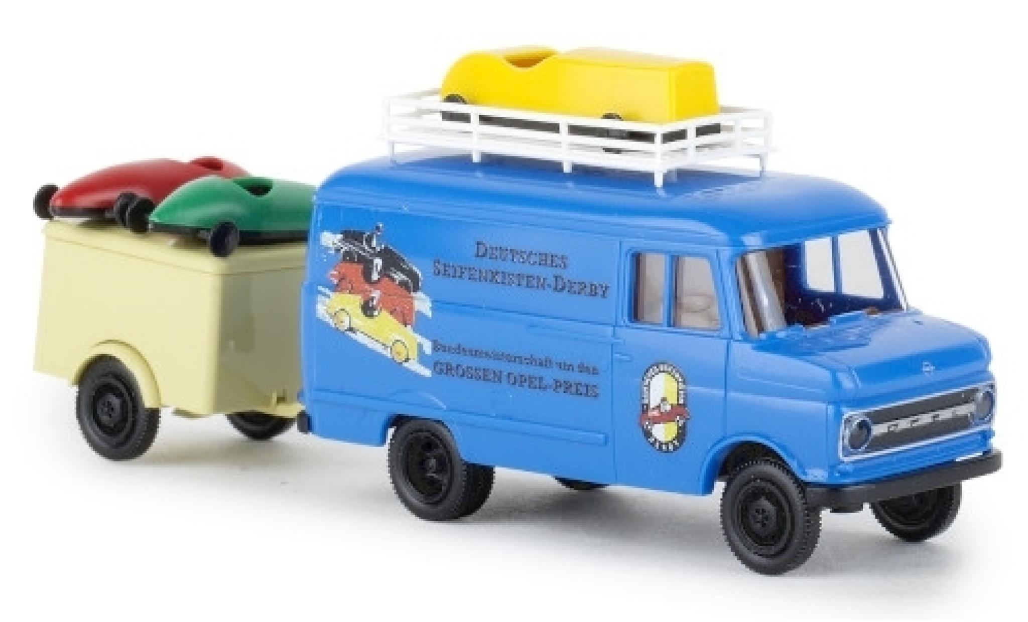 Opel Blitz 1/87 Brekina Kasten B Deutsches Seifenkisten Derby 1960 mit Anh. und Seifenkisten modelauto