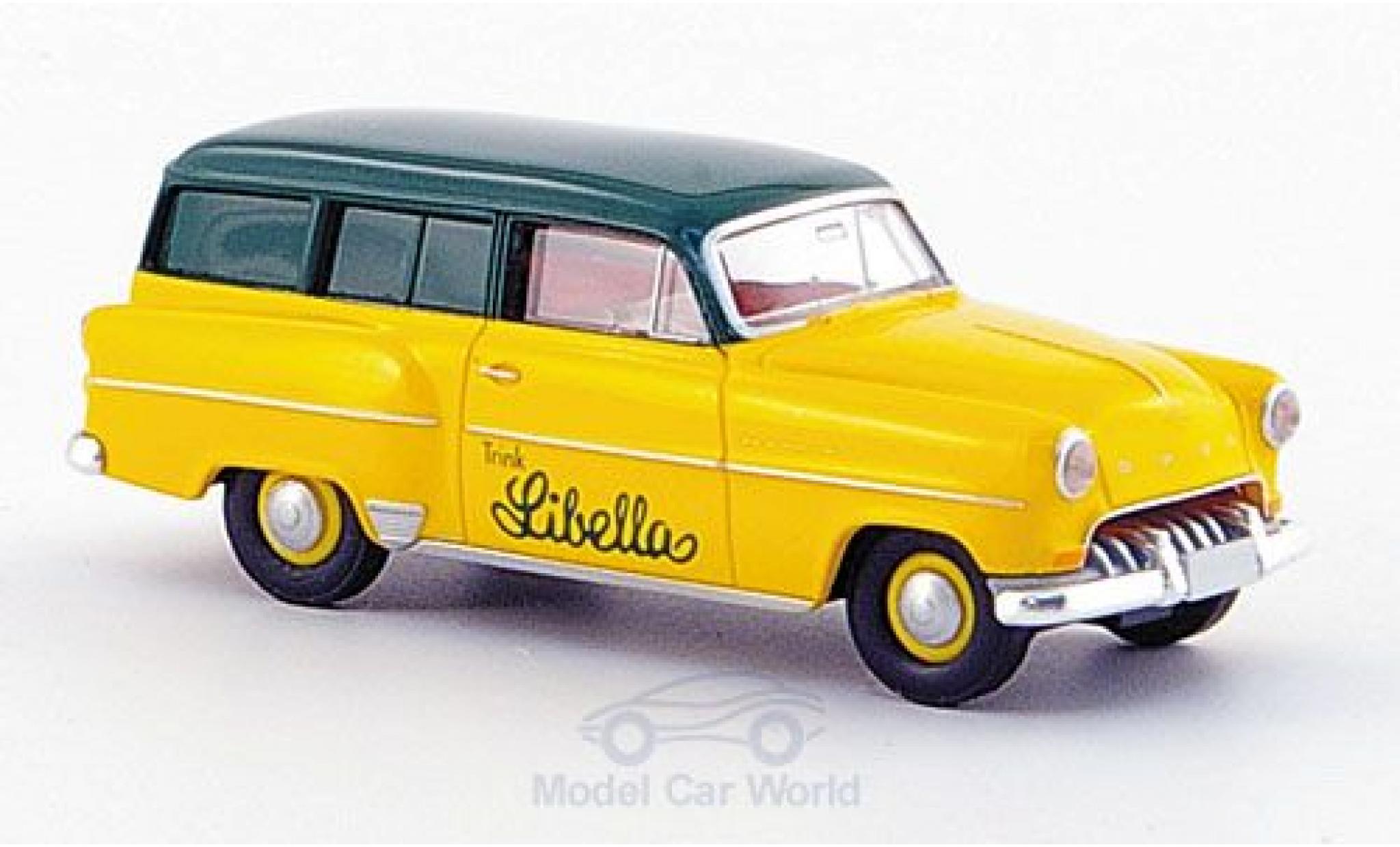 Opel Olympia 1/87 Brekina Caravan geel/groen Libella modelauto