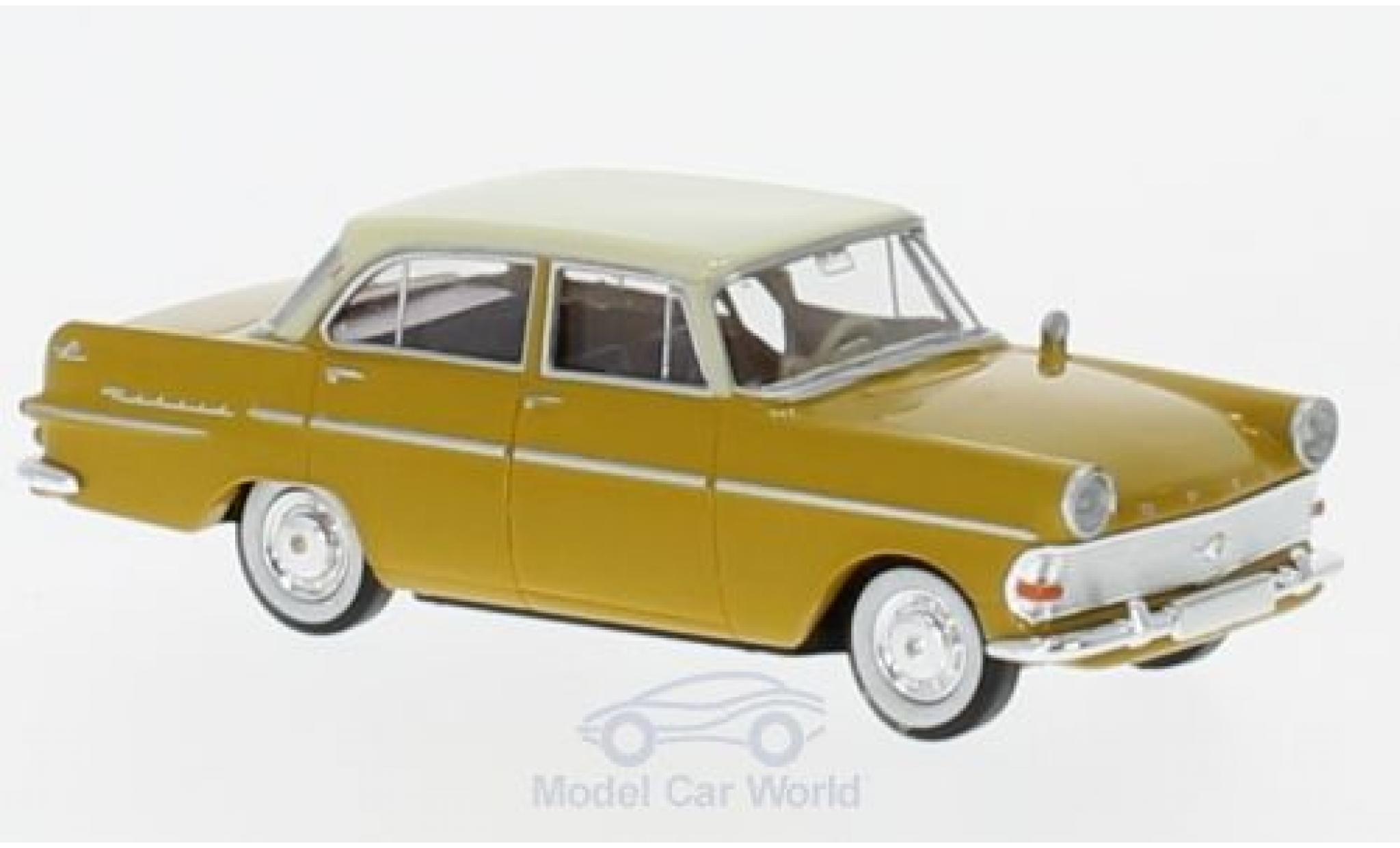 Opel Rekord 1/87 Brekina P2 Sedan geel/beige modelauto