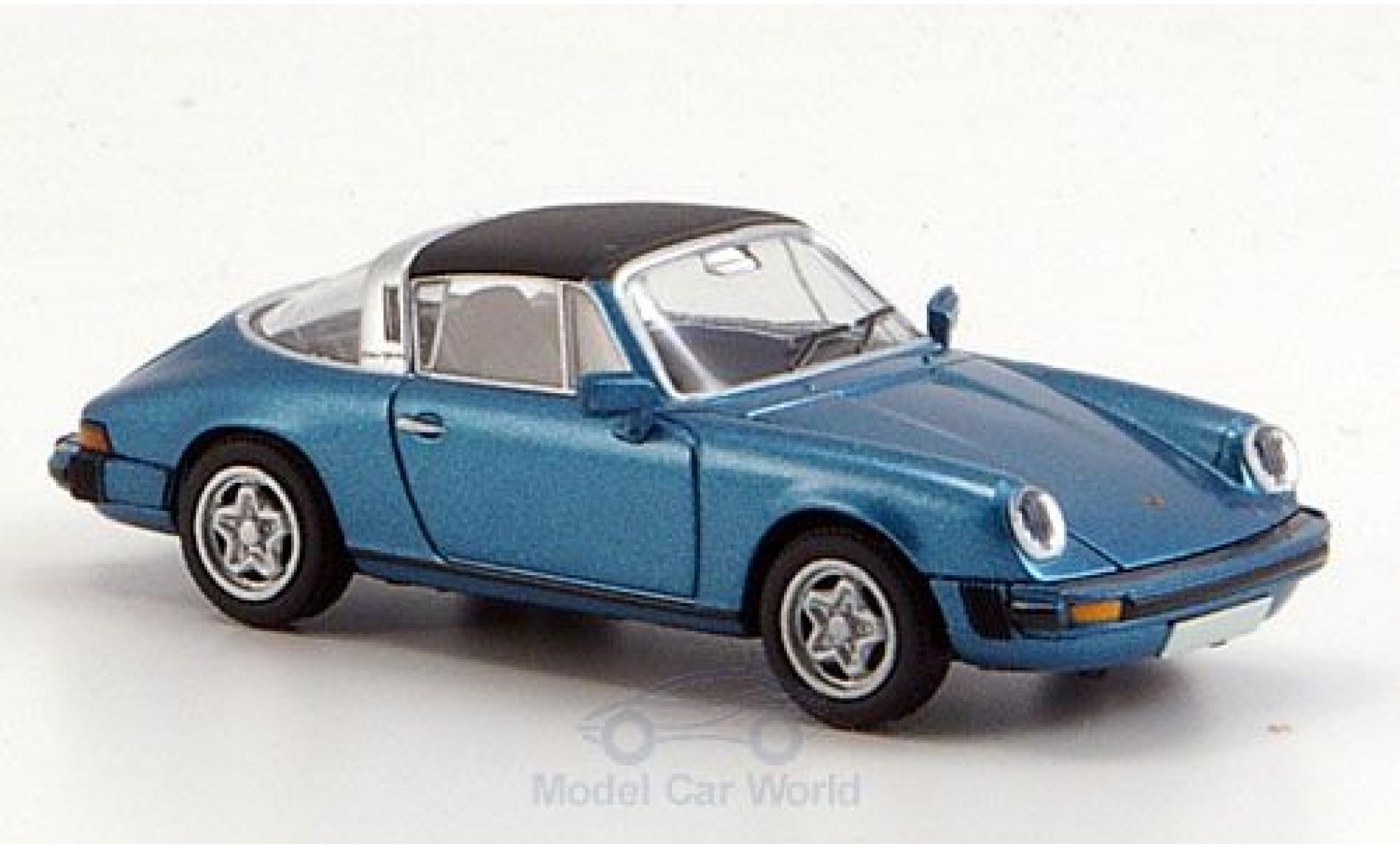 Porsche 911 1/87 Brekina Targa (G-Modell) metallic blauw Dach abnehmbar modelauto