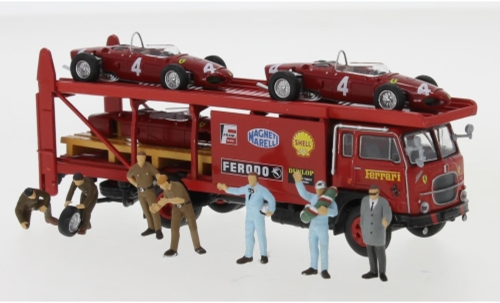 Fiat 642 1/87 Brekina Renntransporter-Set Ferrari 1962 avec 2 x F 156 Ersatzkarosse et 7 exkl. figurines modelauto