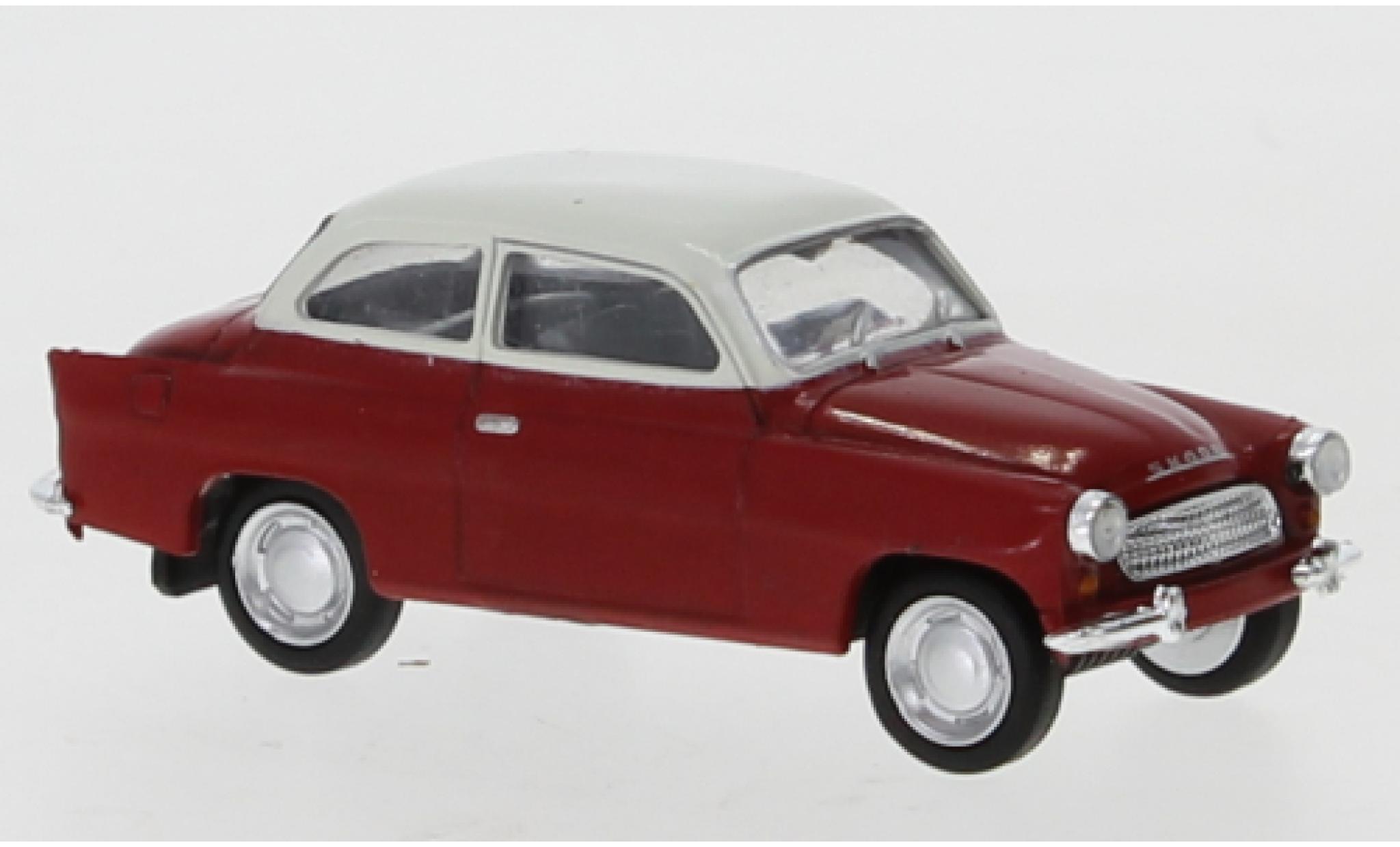 Skoda Octavia 1/87 Brekina rood/wit 1960 modelauto
