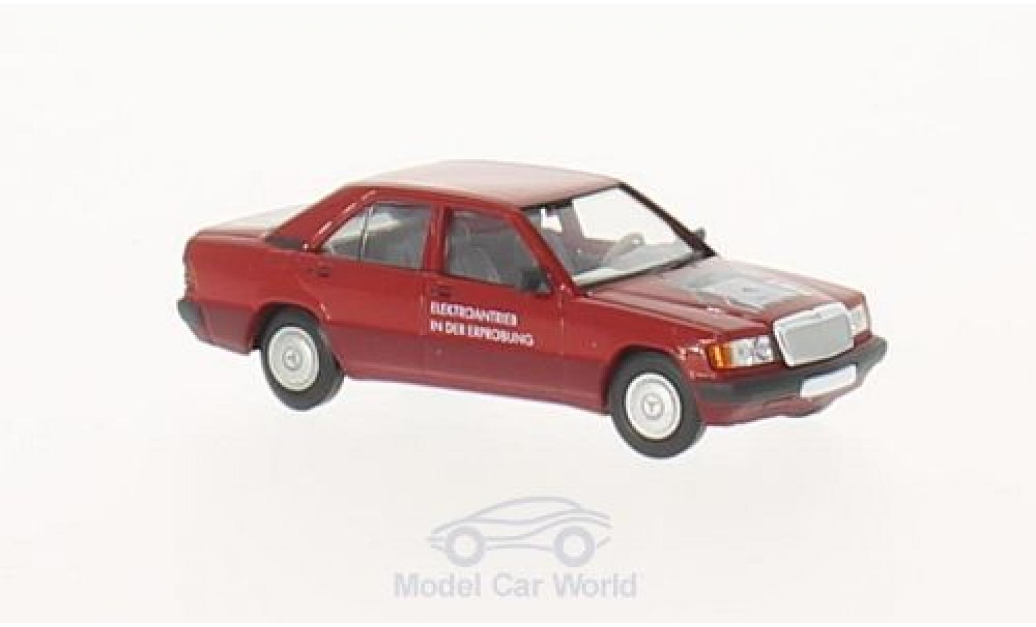 Mercedes 190 E 1/87 Brekina (W201) rood Elektroantrieb modelauto
