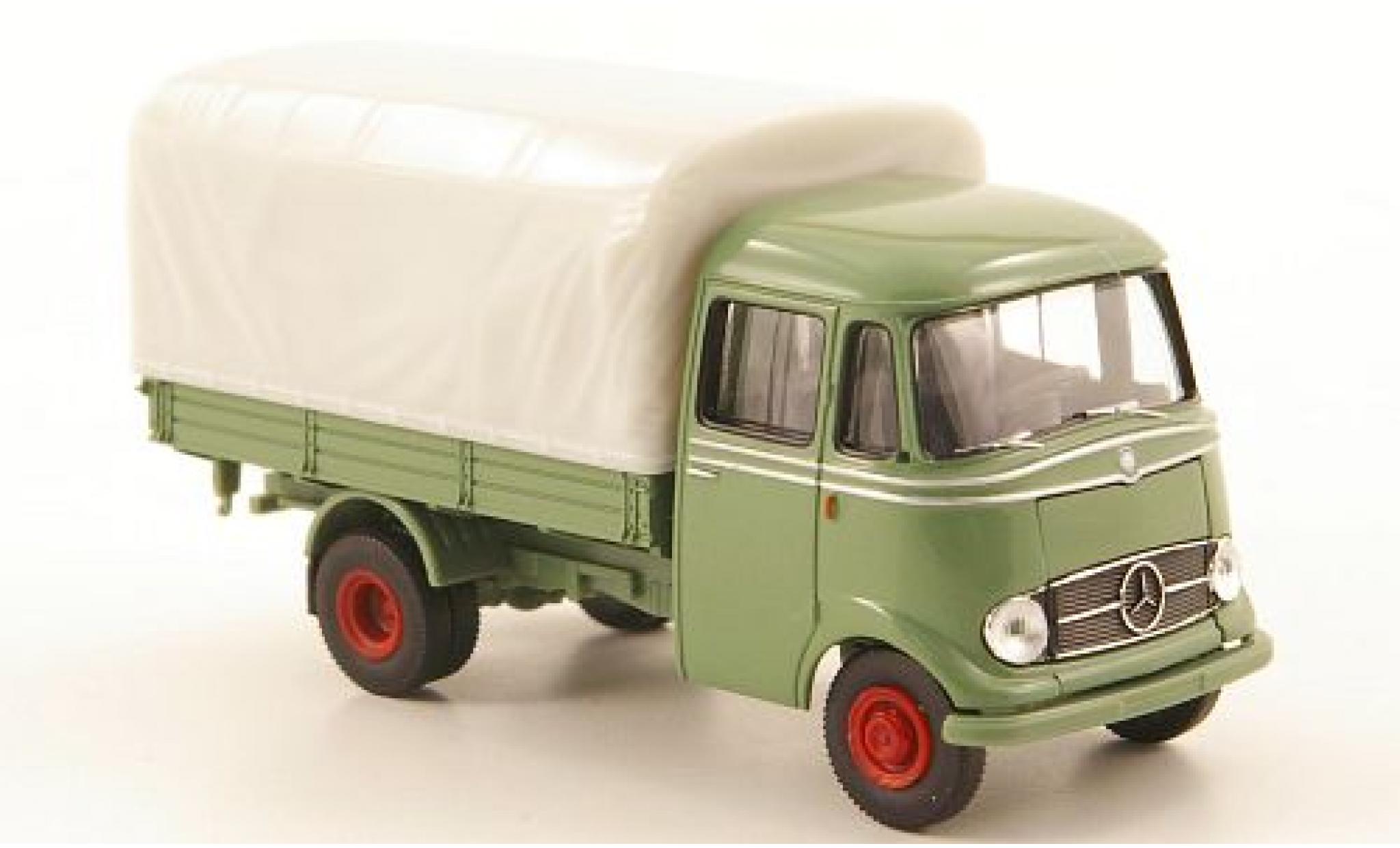 Mercedes L319 1/87 Brekina Pritsche groen PP-LKW ohne Vitrine modelauto