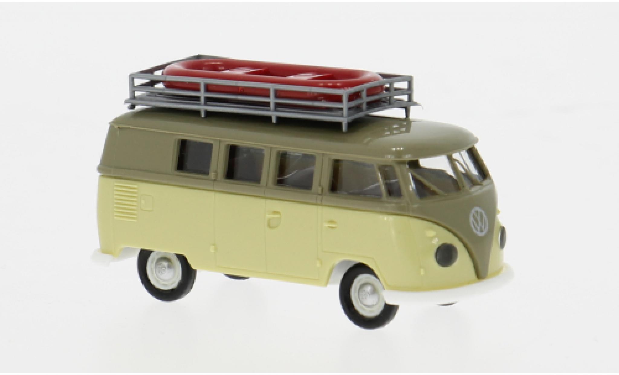 Volkswagen T1 1/87 Brekina b Camper grijs/groen 1960 1:87 modelauto
