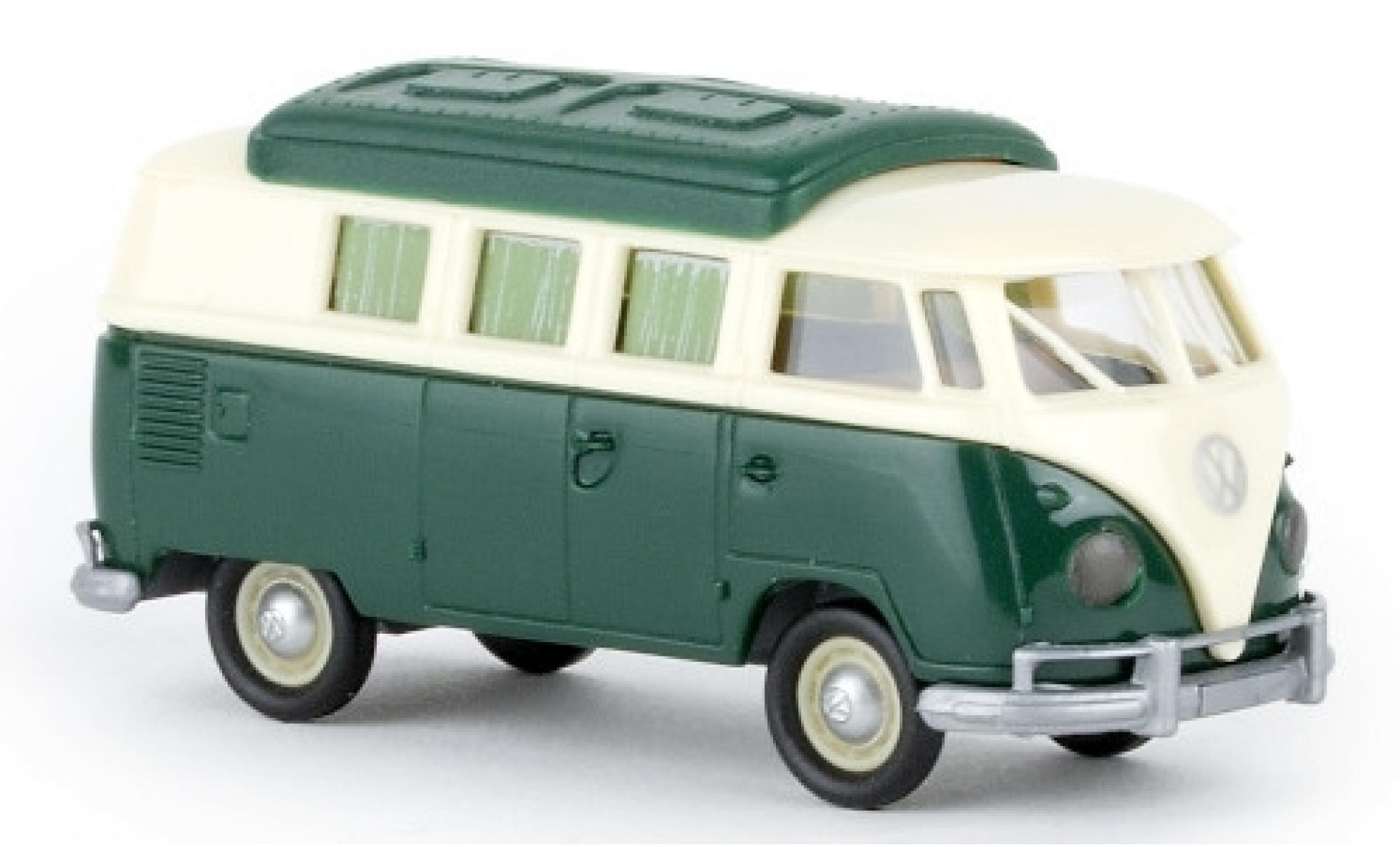 Volkswagen T1 1/87 Brekina b Camper beige/groen 1960 avec Dormobildach modelauto