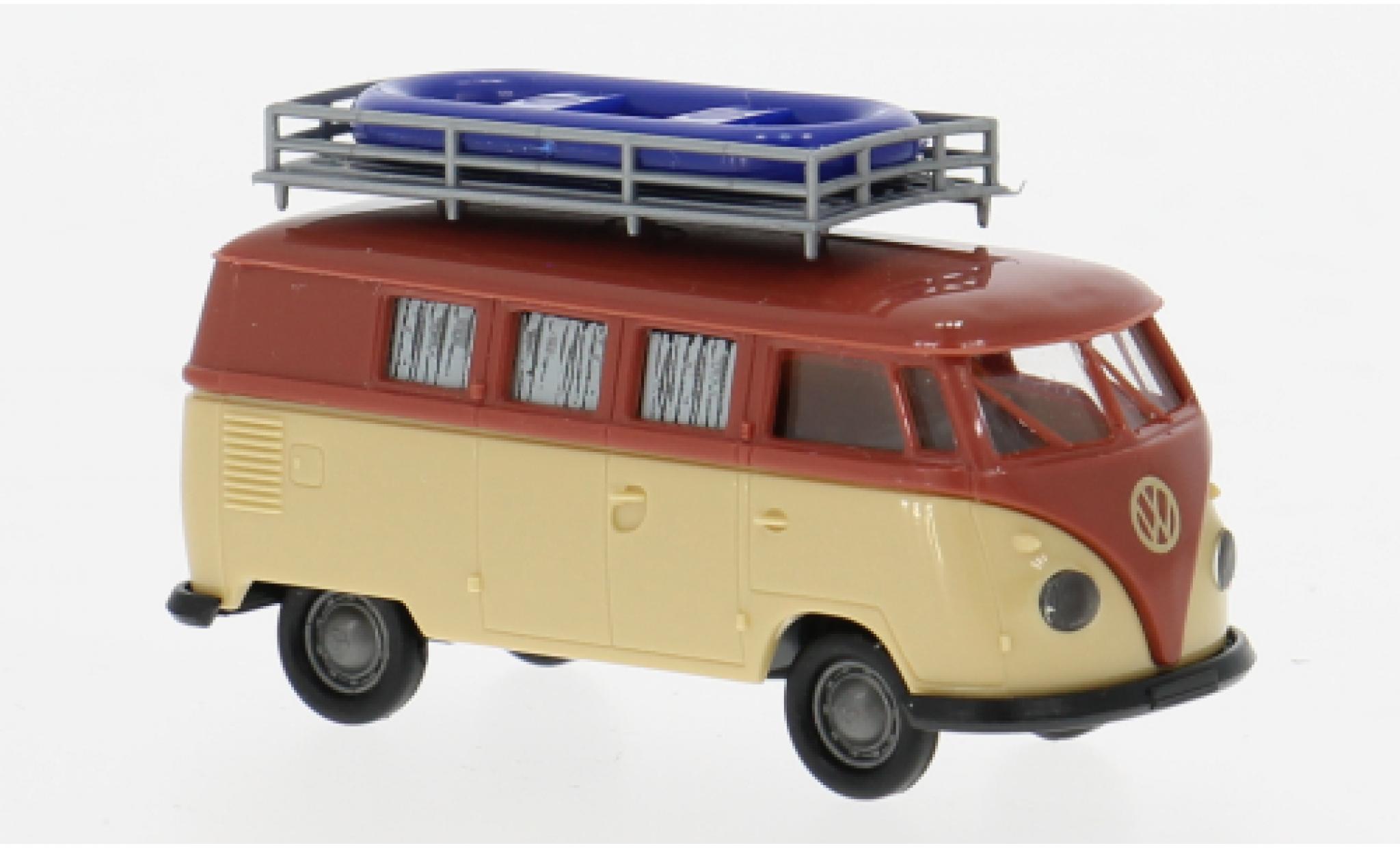 Volkswagen T1 1/87 Brekina b Camper rood/beige 1960 1:87 modelauto