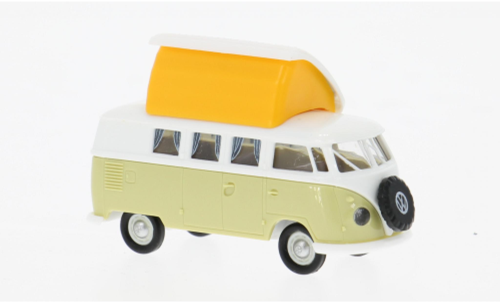 Volkswagen T1 1/87 Brekina b Camper wit/groen 1960 1:87 modelauto