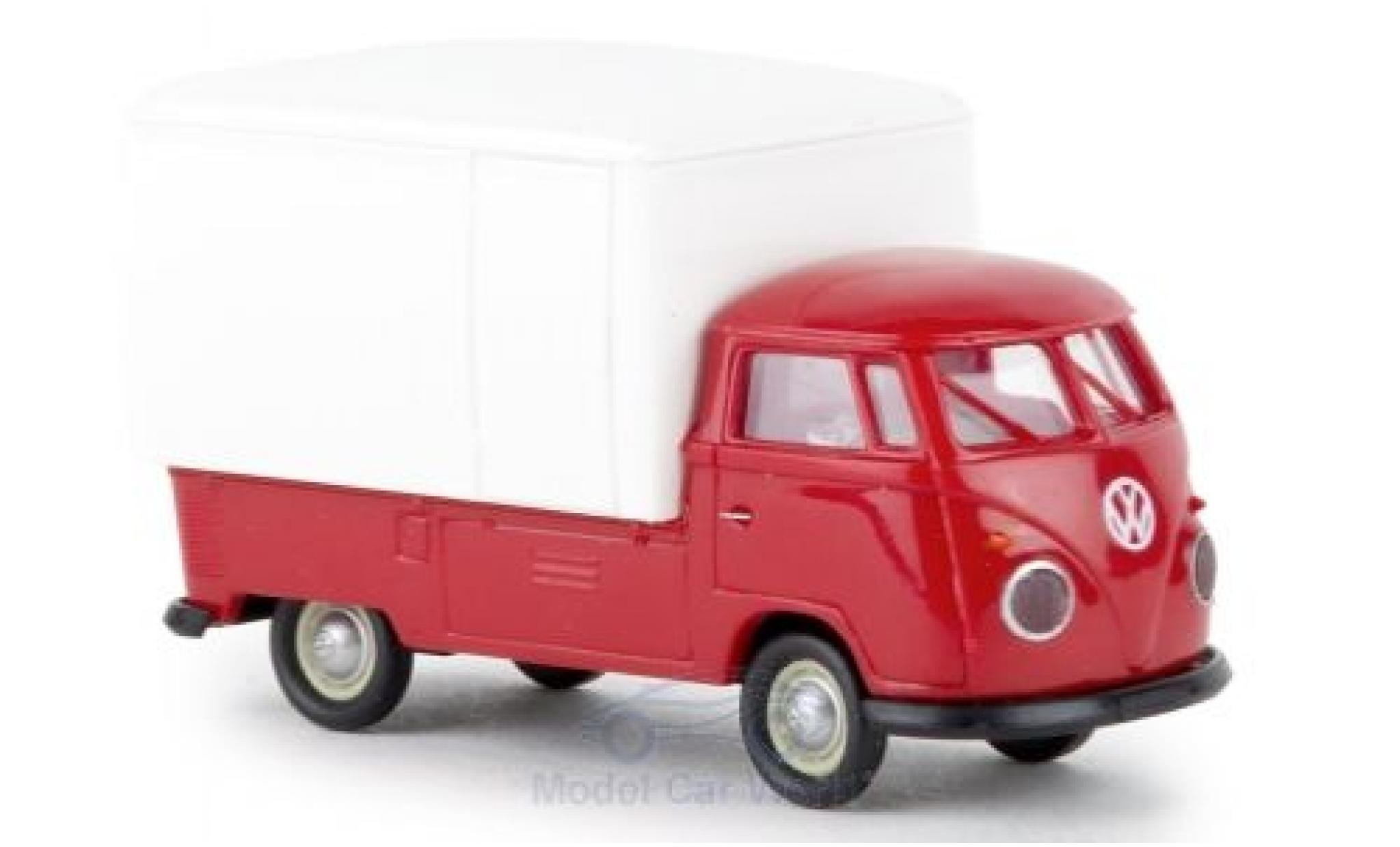 Volkswagen T1 1/87 Brekina b Gro&szlig;raum-Koffer rood/wit 1960 modelauto