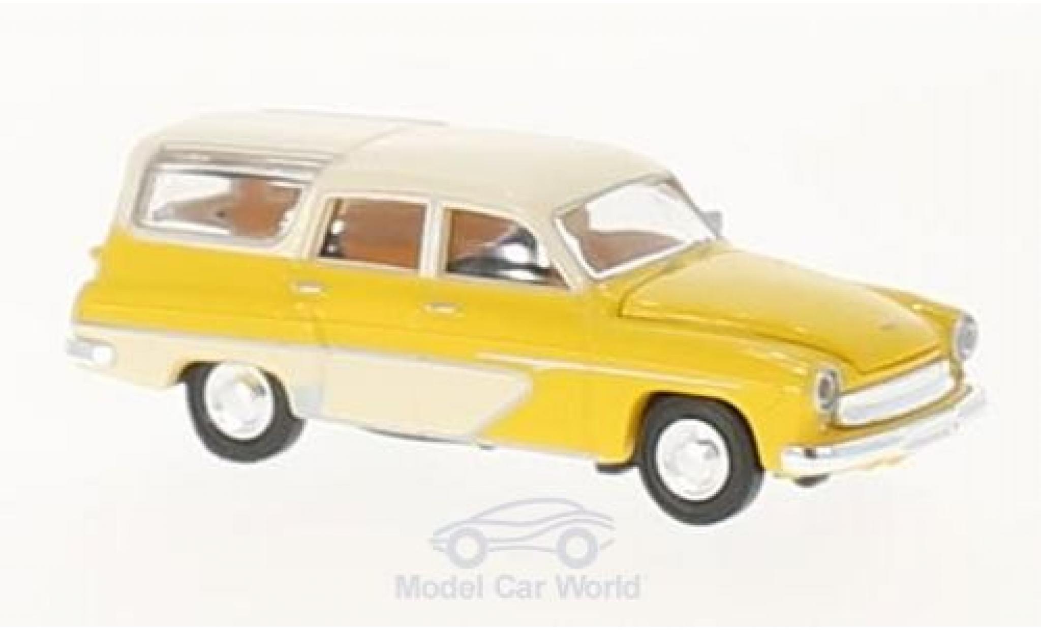 Wartburg 311 1/87 Brekina Camping geel/wit modelauto