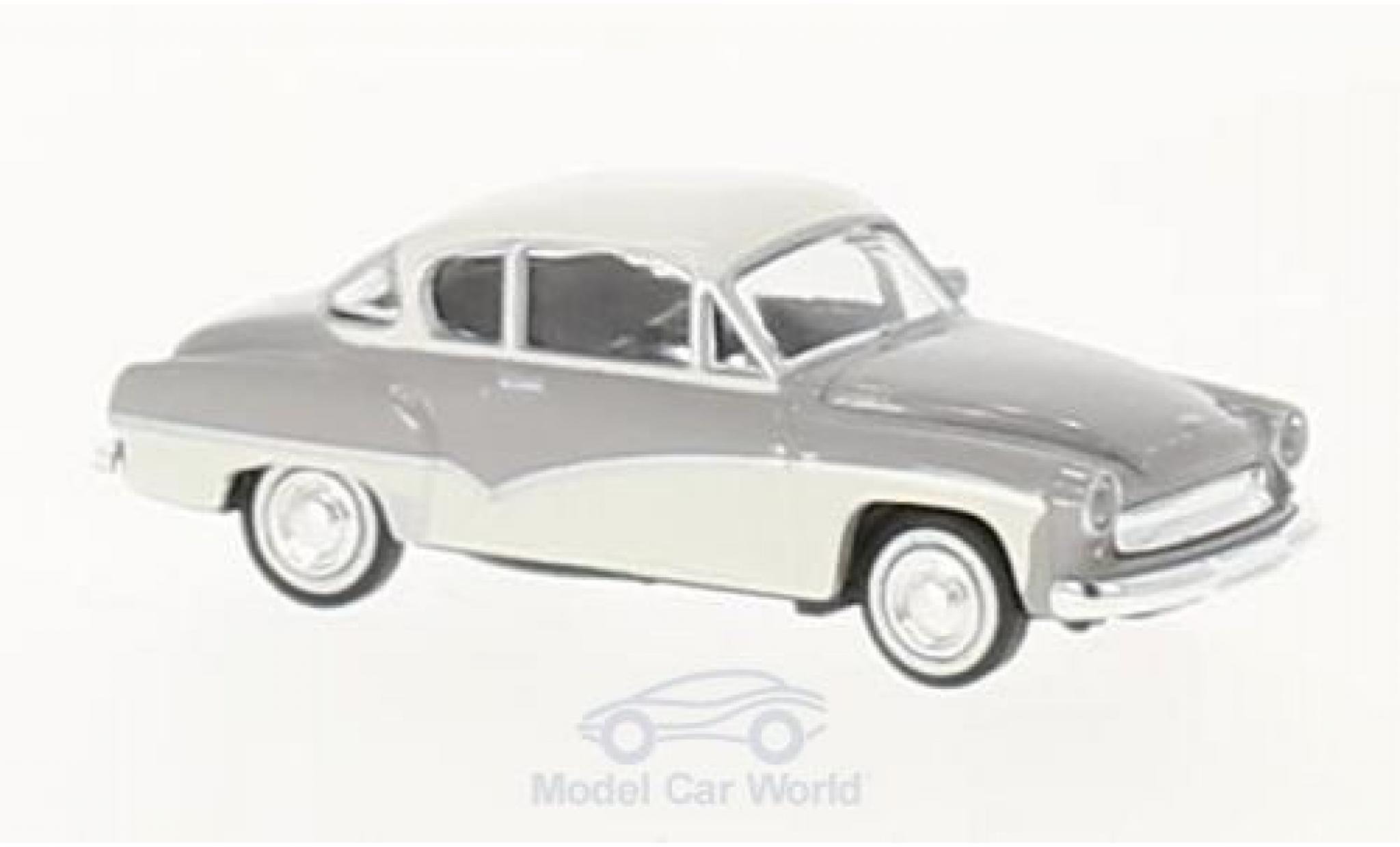 Wartburg 311 1/87 Brekina Coupe grijs/wit modelauto
