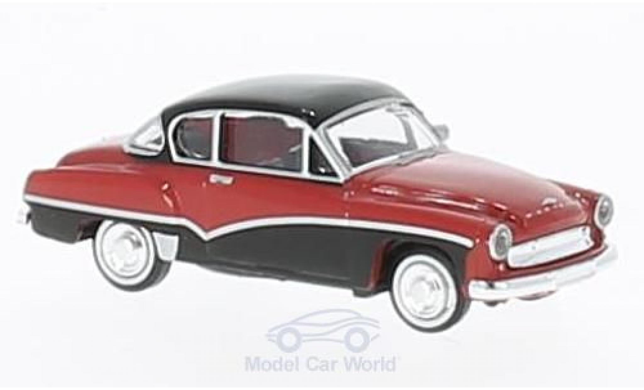 Wartburg 311 1/87 Brekina Coupe rood/zwart modelauto