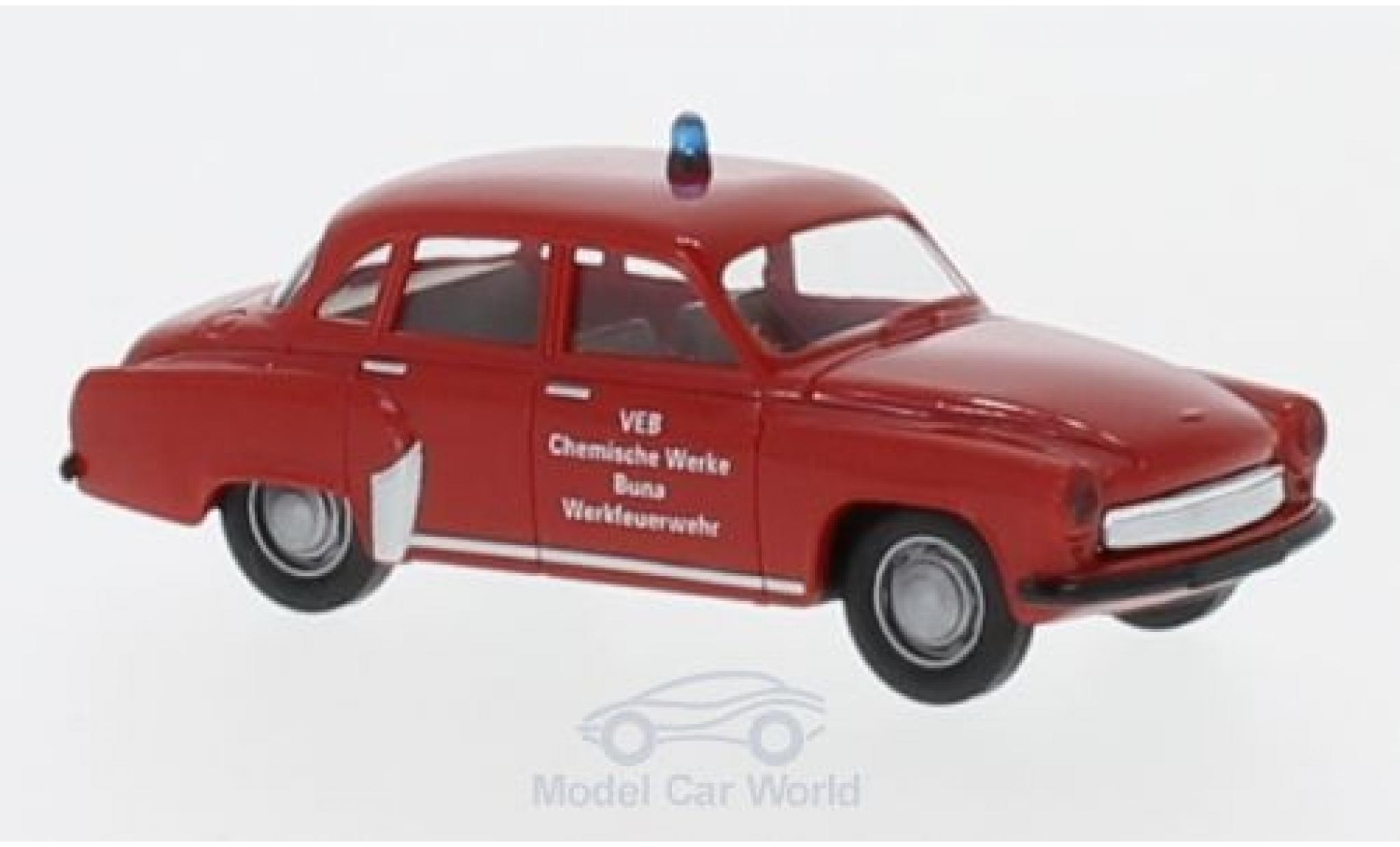 Wartburg 311 1/87 Brekina Werkfeuerwehr Buna modelauto