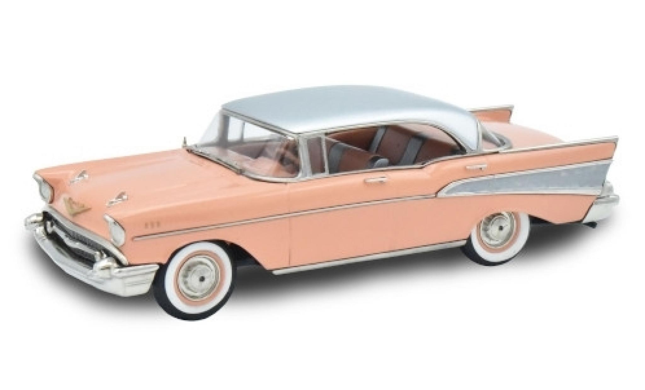 Chevrolet Bel Air 1/43 Brooklin Four-Door Hardtop roze/grijs 1957 modelauto