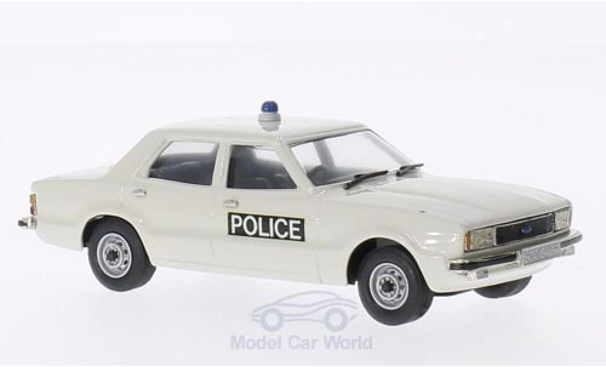Ford Cortina 1/43 Brooklin MKIV Essex Politie wit 1976 modelauto